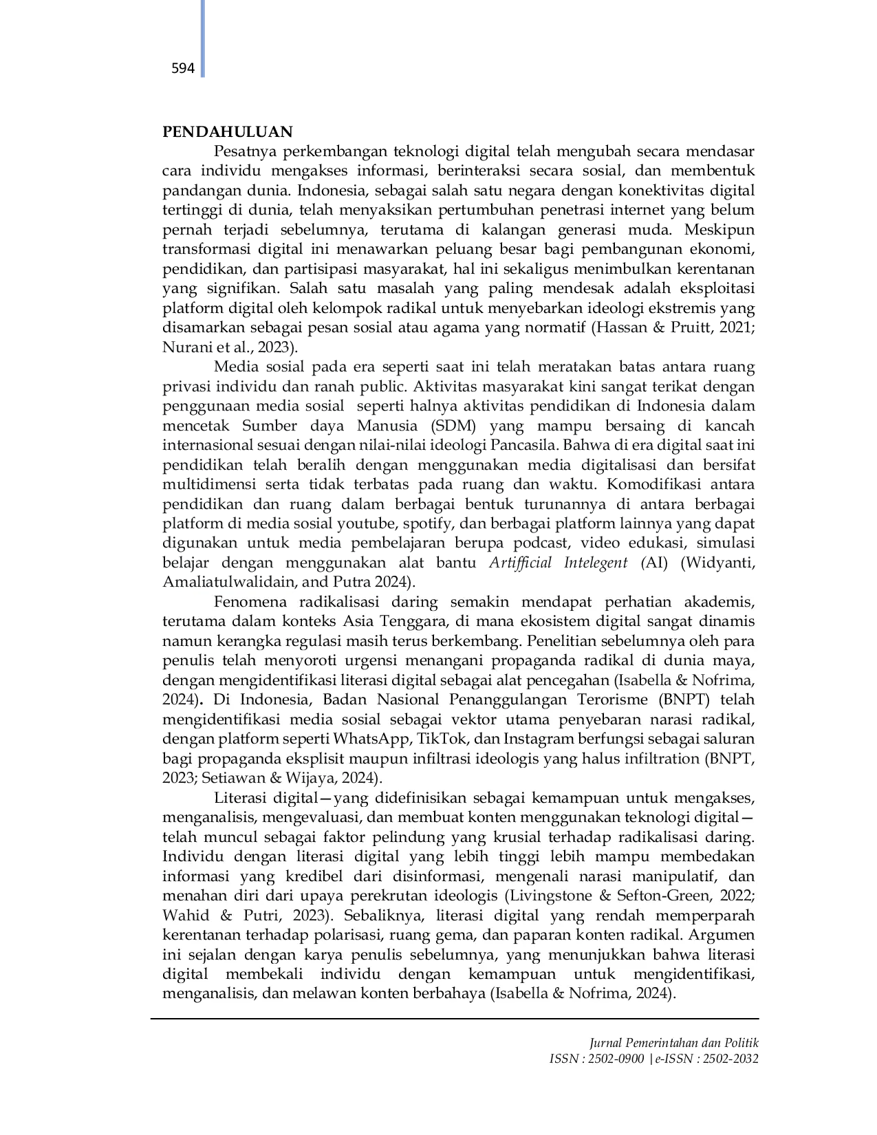 JURIS Digital Literacy and Radicalism Potential An Analysis of Youth Digital Behavior in South Sumatra Literasi Digital dan Potensi Radikalisme Analisis Perilaku Digital Generasi Muda di Sumatera Selatan