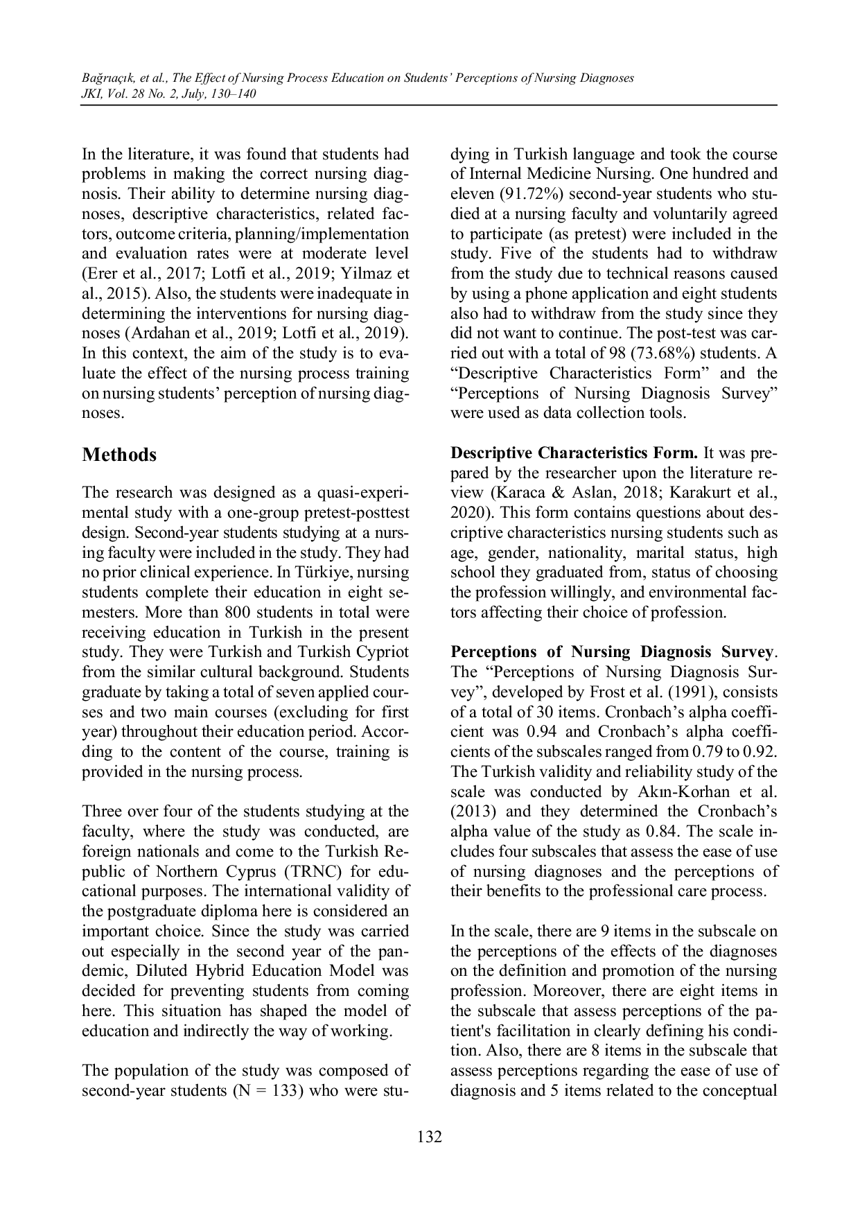 JURIS The Effect of Nursing Process Education on Students Perceptions of Nursing Diagnoses