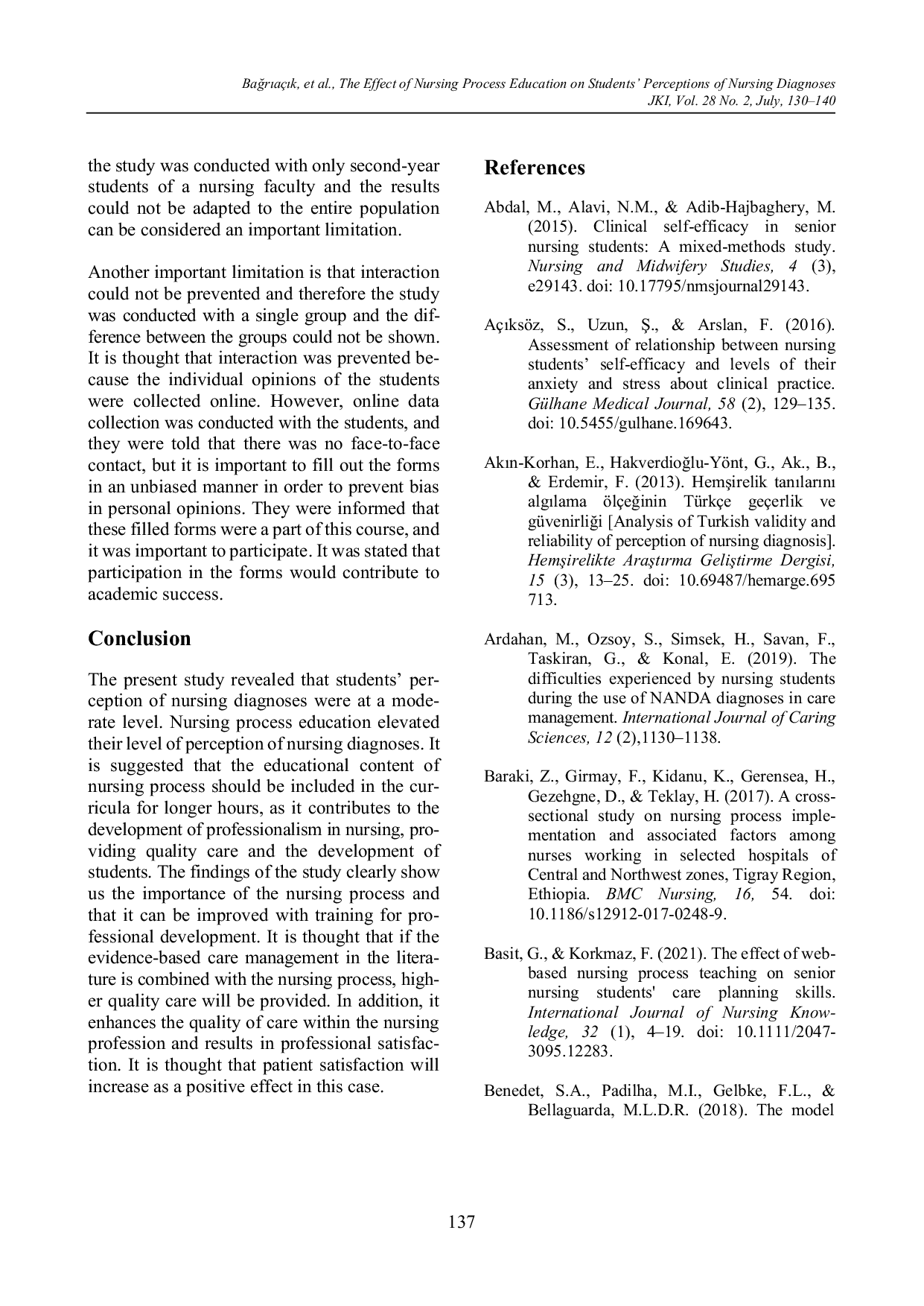 JURIS The Effect of Nursing Process Education on Students Perceptions of Nursing Diagnoses