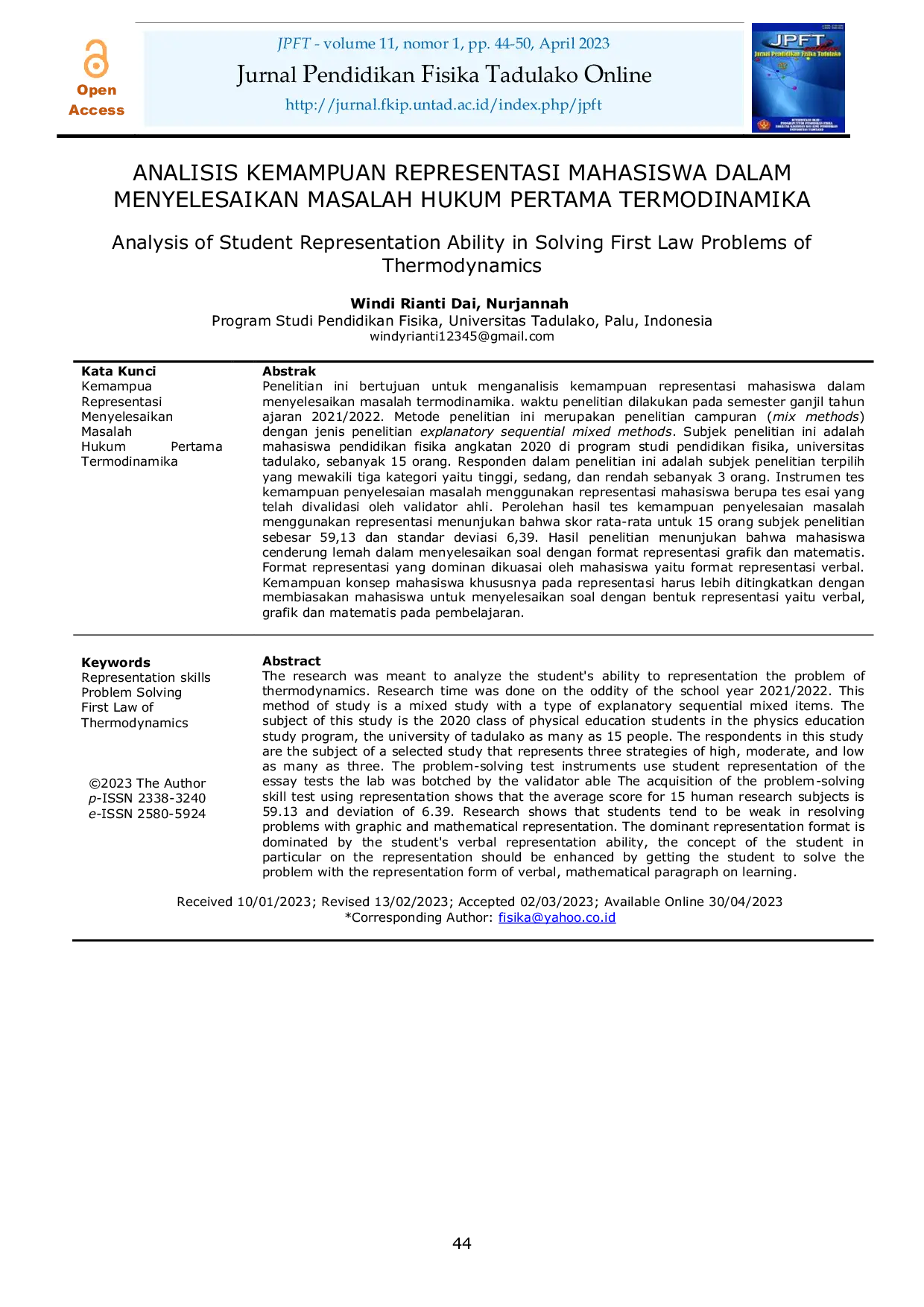 JURIS Analysis of Student Representation Ability in Solving First Law Problems of Thermodynamics