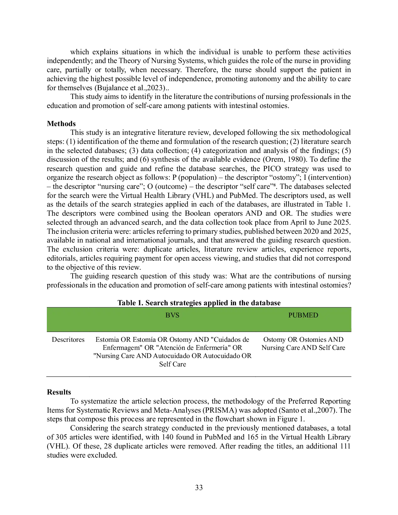 JURIS Contributions of Nursing to the Education and Promotion of Self Care in Patients with Intestinal Ostomy an Integrative Review