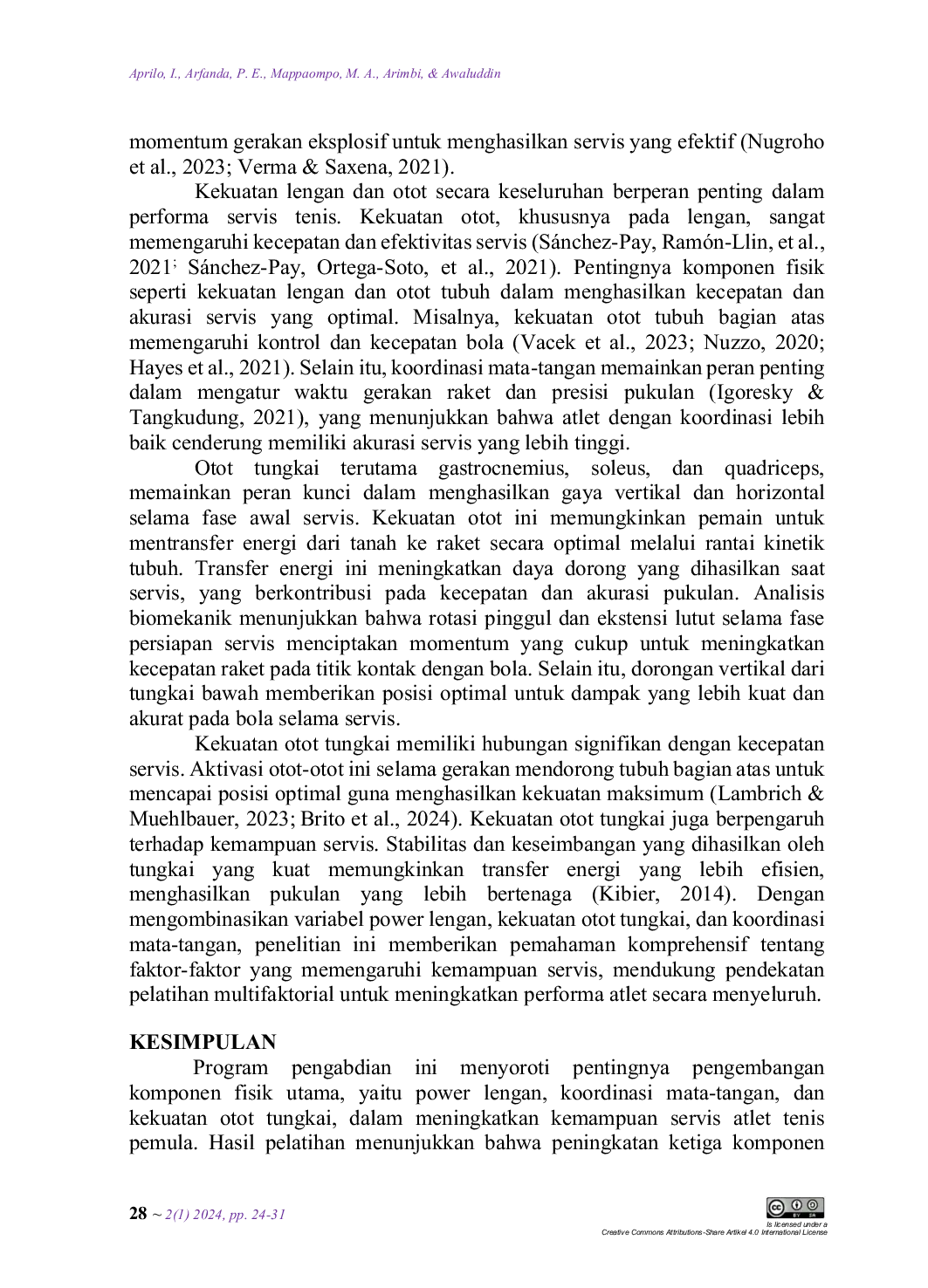 JURIS Optimalisasi Komponen Fisik Untuk Meningkatkan Kemampuan Servis Atlet Tenis Pemula Kota Makassar