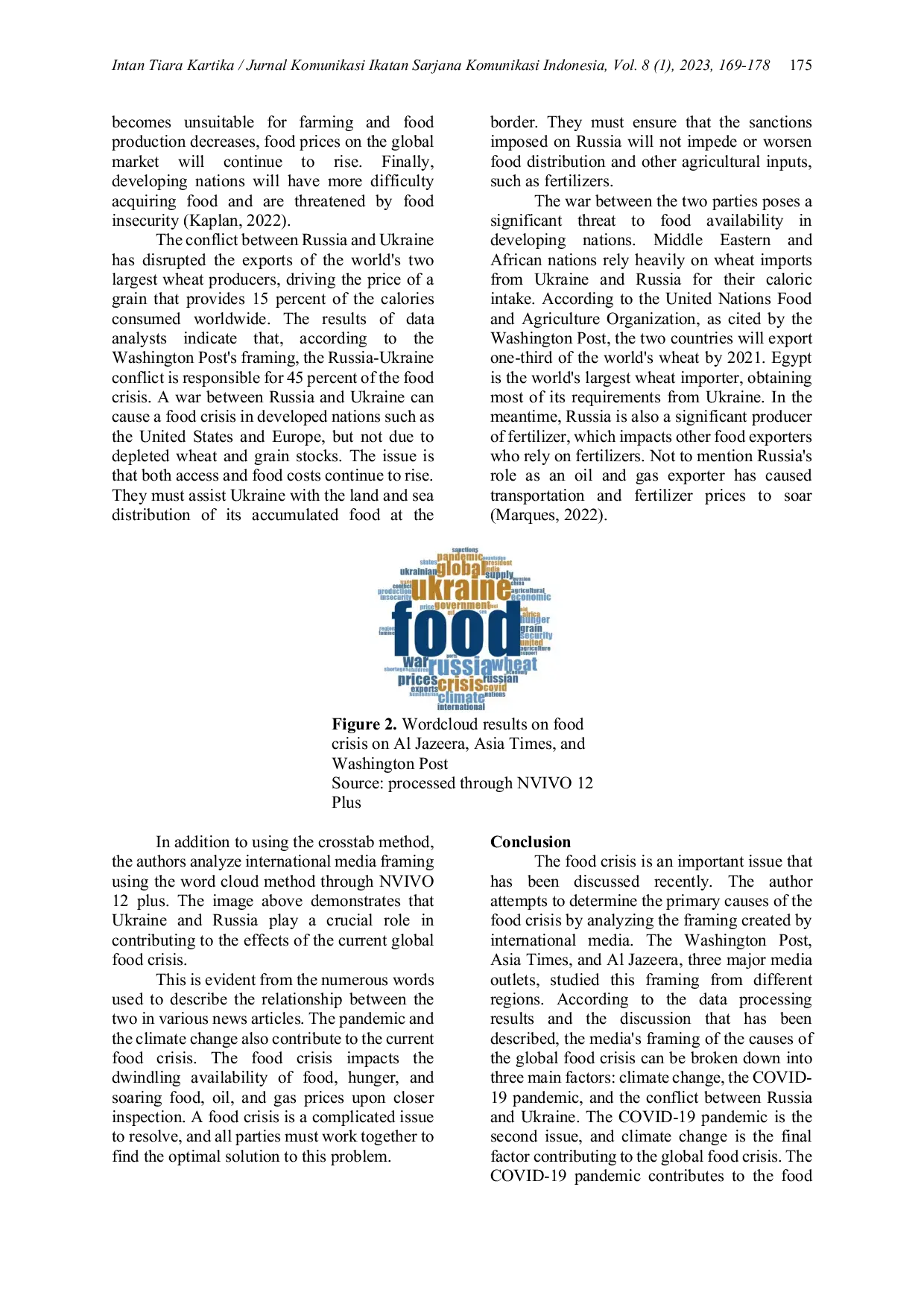 JURIS Ukraine War as a Cause of Food Crisis A Framing Analysis of Three Giant International Media