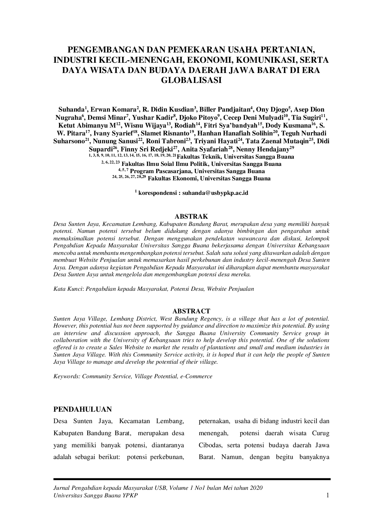 JURIS Pengembangan dan Pemekaran Usaha Pertanian Industri Kecil Menengah Ekonomi Komunikasi Serta Daya Wisata dan Budaya Daerah Jawa Barat di Era Globalisasi
