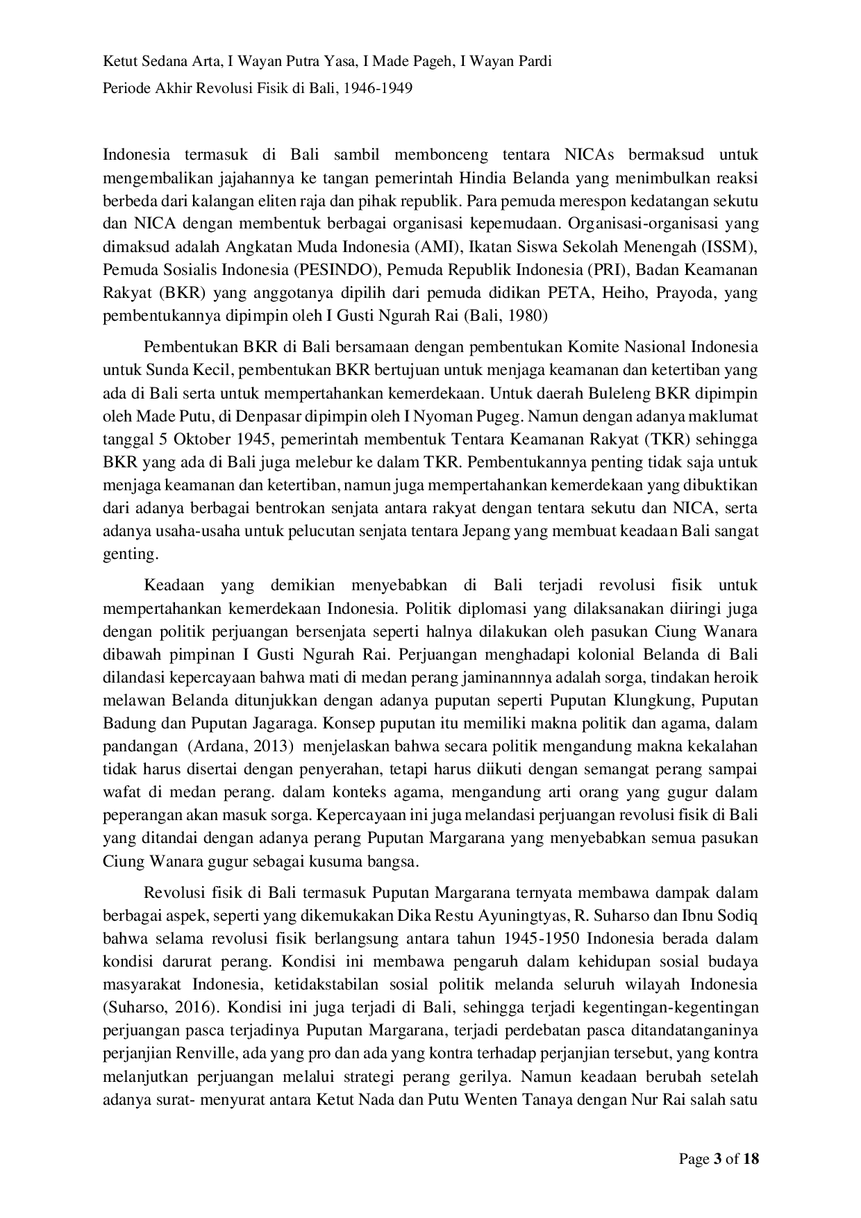 JURIS Periode Akhir Revolusi Fisik di Bali 1946 1949