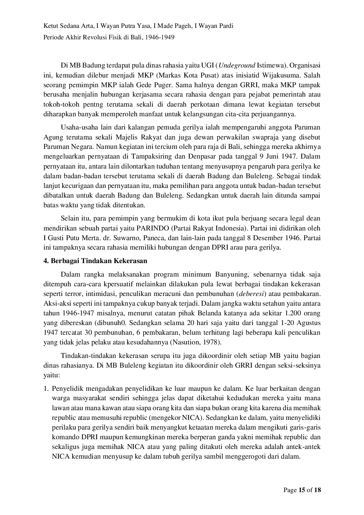 JURIS Periode Akhir Revolusi Fisik di Bali 1946 1949
