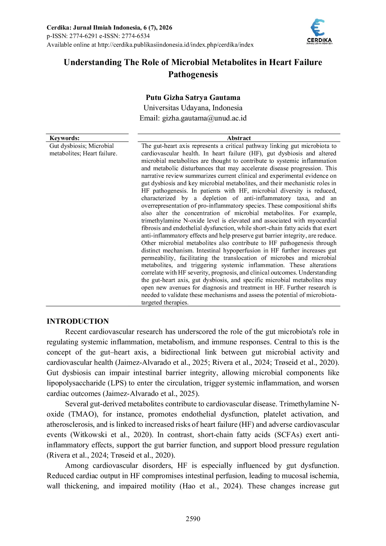JURIS Understanding the Role of Microbial Metabolites in Heart Failure Pathogenesis