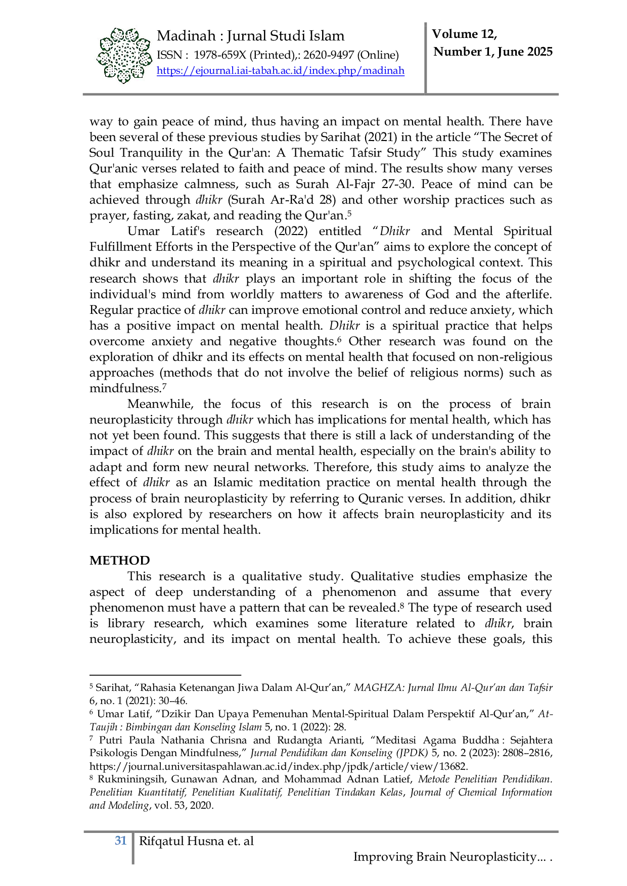 JURIS Improving Brain Neuroplasticity In Concentration Emotional Control And Cognitive Power Through Dhikr