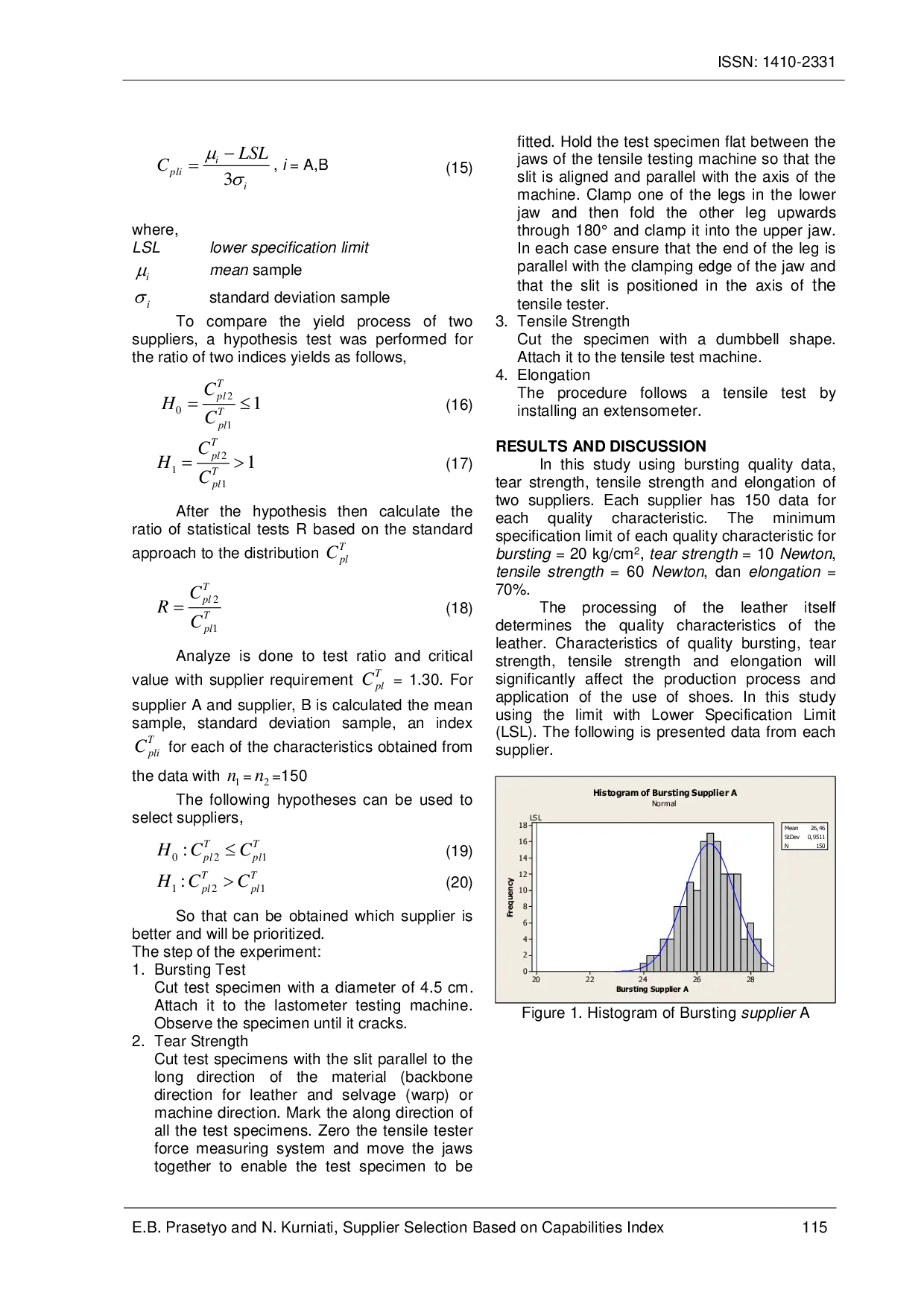 JURIS Supplier Selection Based on Capabilities Index for Multiple Characteristics With One Sided Specification