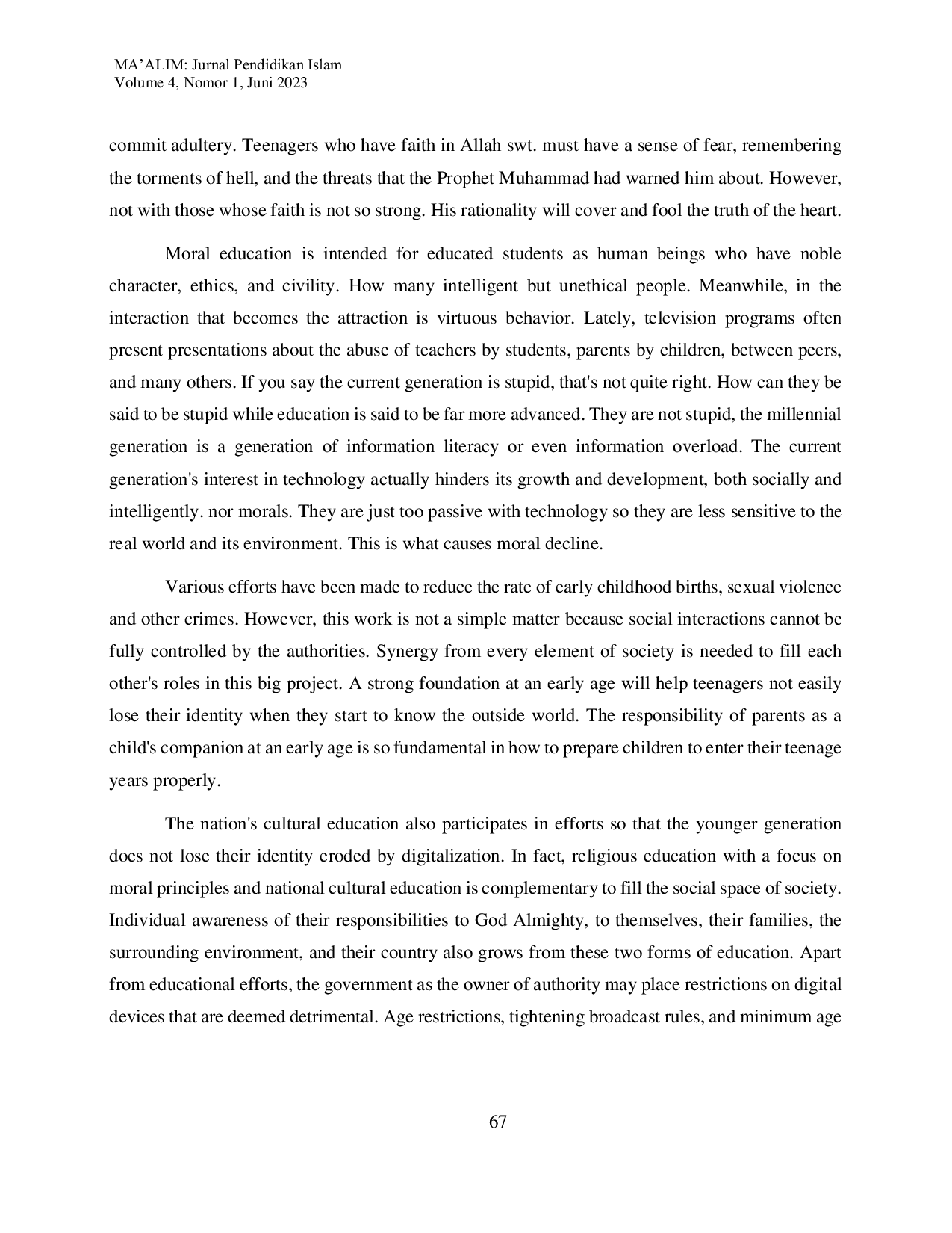 JURIS Facing The Challenges of Youth Moral Degradation In The Digital Age