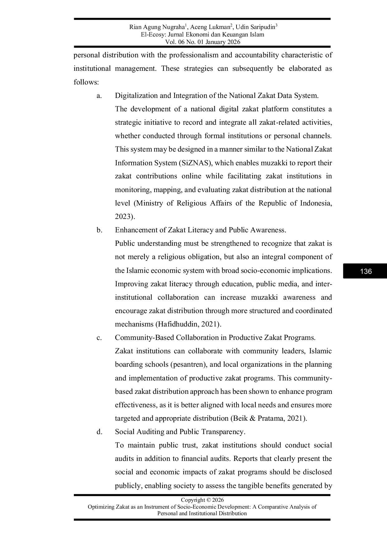 JURIS Optimizing Zakat As An Instrument Of Socio Economic Development A Comparative Analysis Of Personal And Institutional Distribution