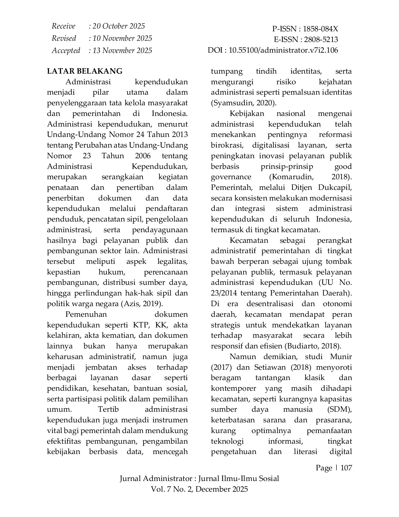 JURIS Pelayanan Administrasi Kependudukan di Kecamatan Mantikulore