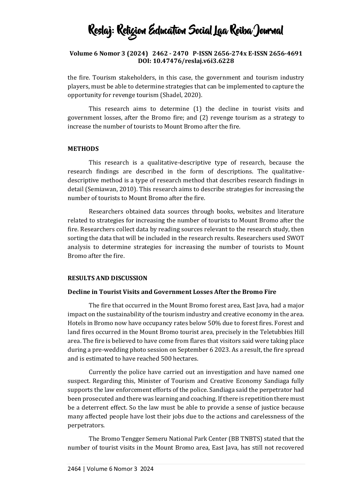 JURIS Revenge Tourism Strategy To Increase The Number Of Tourist To Mount Bromo After The Fire