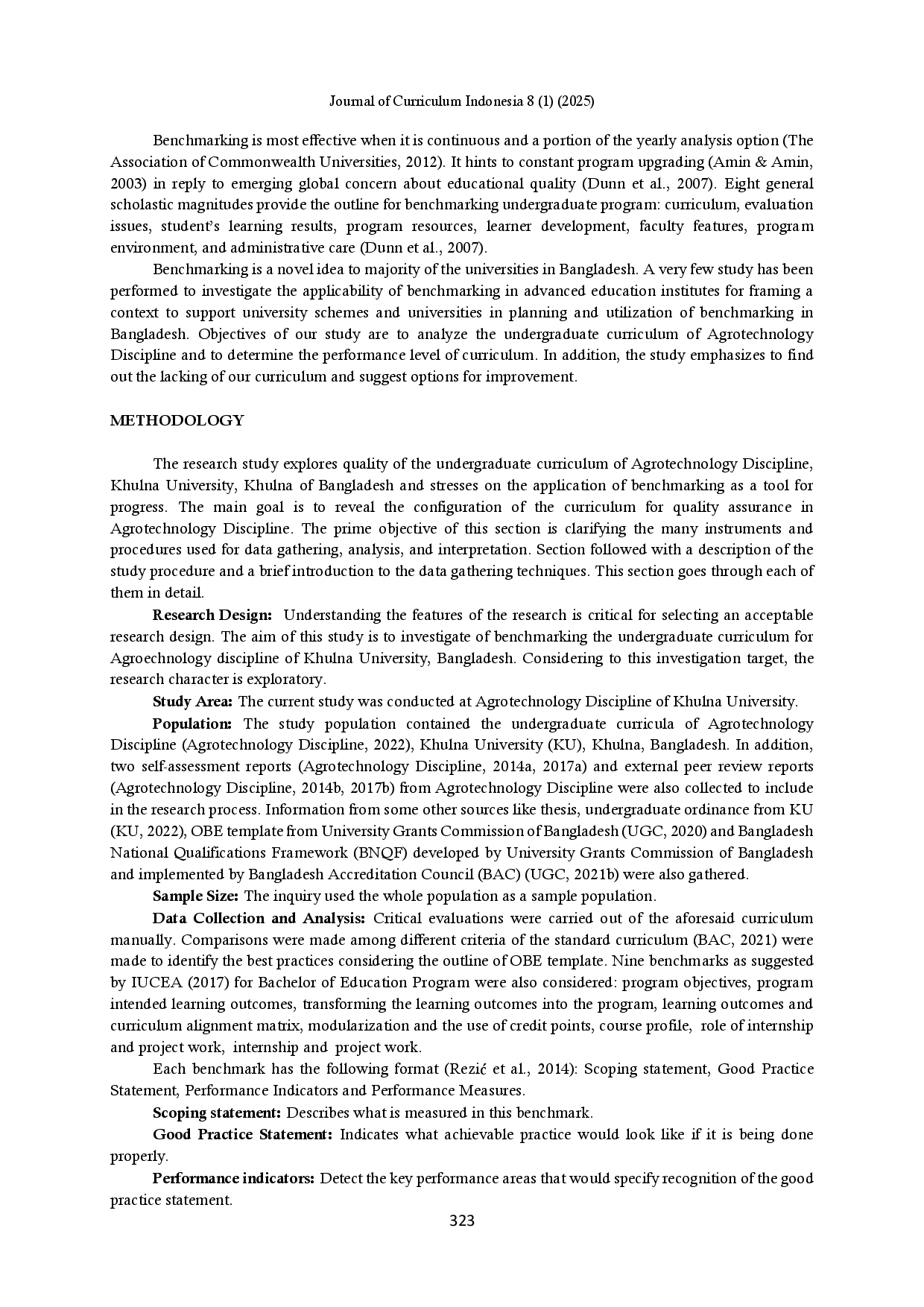 juris Benchmarking Undergraduate Curriculum for Agrotechnology Discipline at Khulna University of Bangladesh