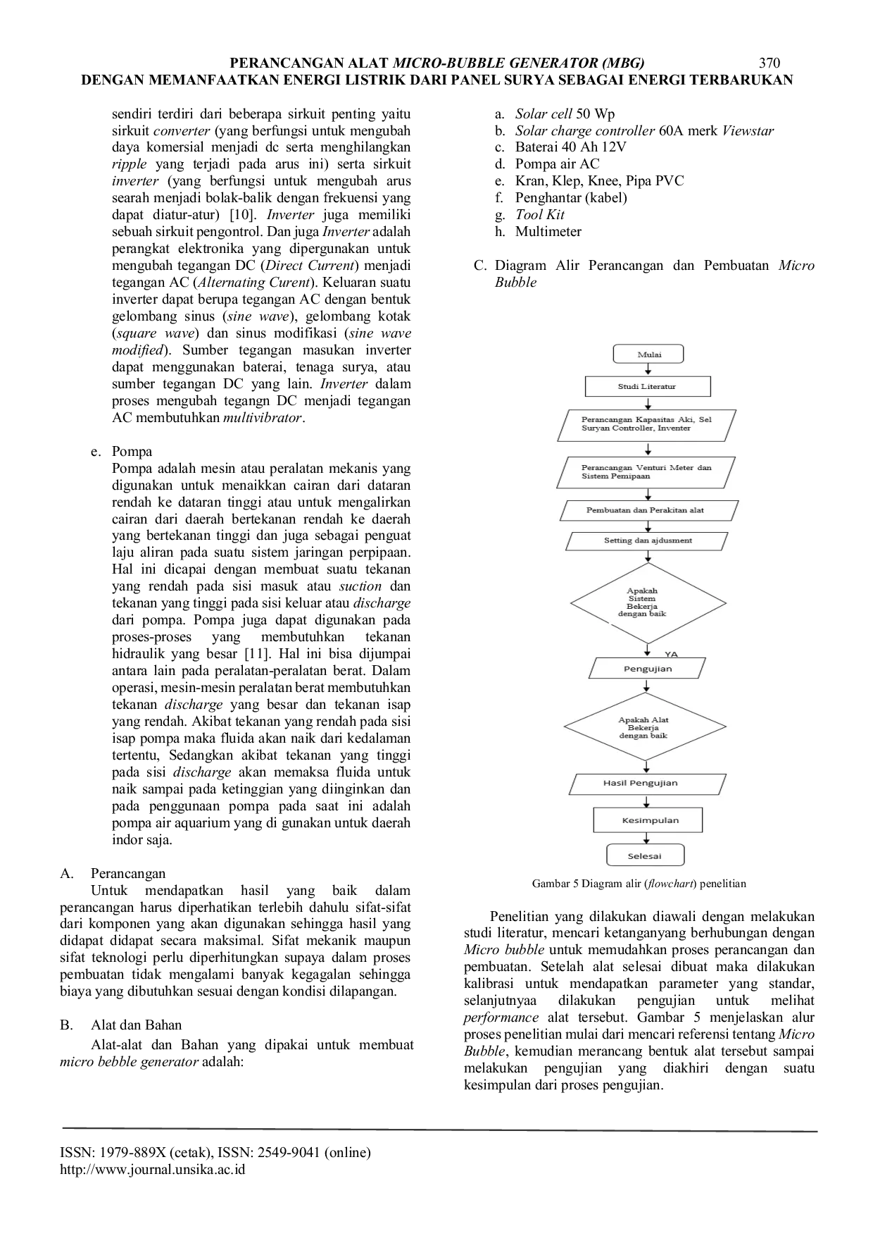 JURIS Dengan Memanfaatkan Energi Listrik dari Panel Surya sebagai Energi Terbarukan Perancangan Alat Micro Bubble Generator MBG