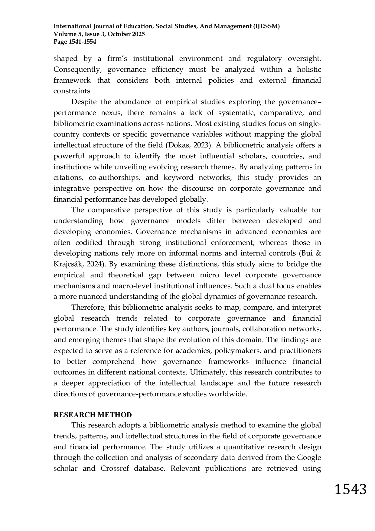 JURIS A Bibliometric Analysis of Corporate Governance and Financial Performance A Comparative Study Across Nations