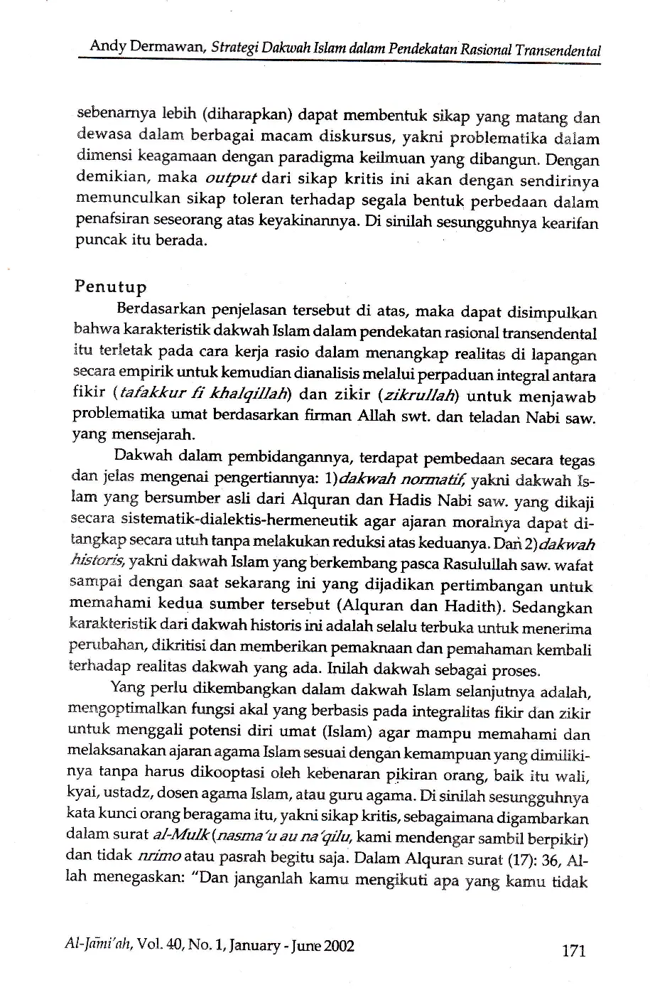 juris Strategi Dakwah Islam dalam Pendekatan Rasional Transendental