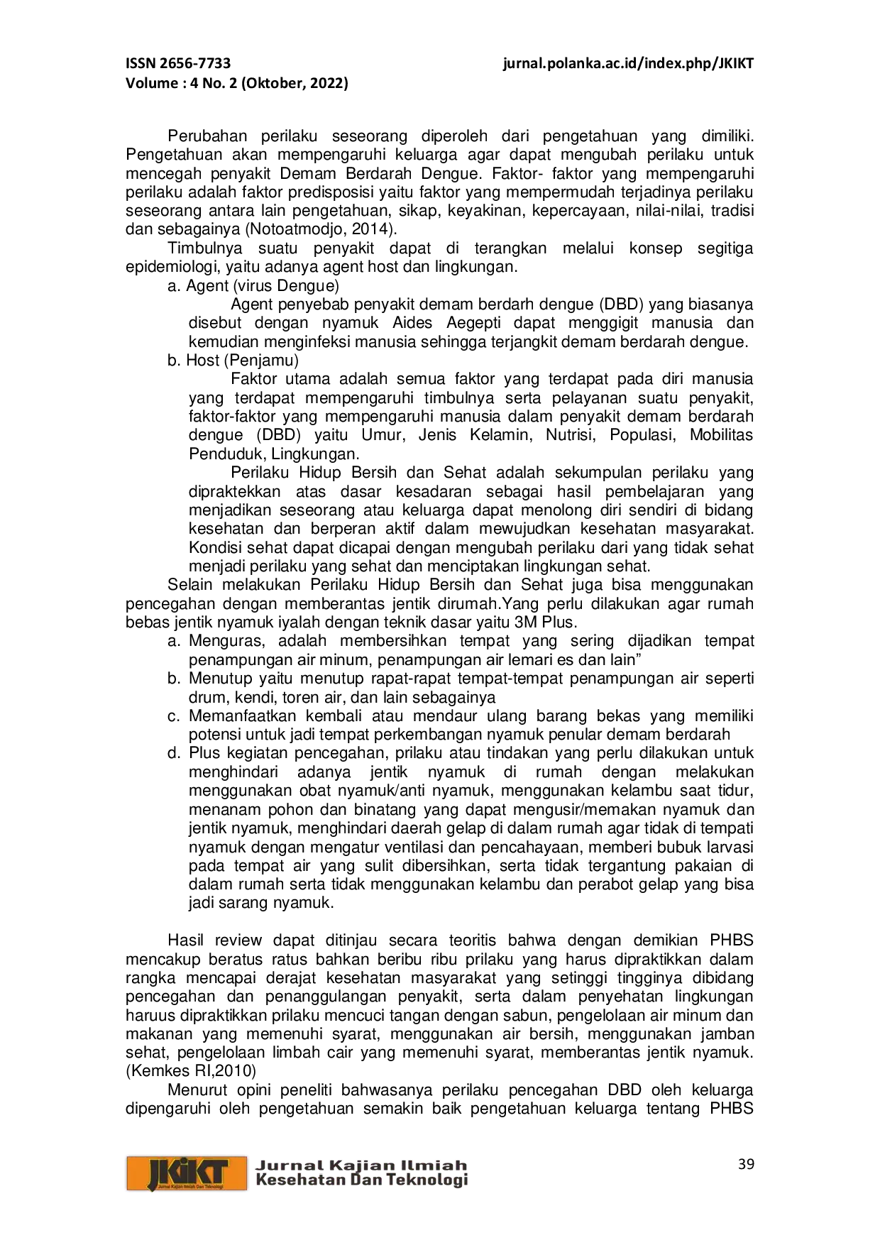 JURIS Analisis Perilaku Pencegahan Demam Berdarah Dengue Studi Literature