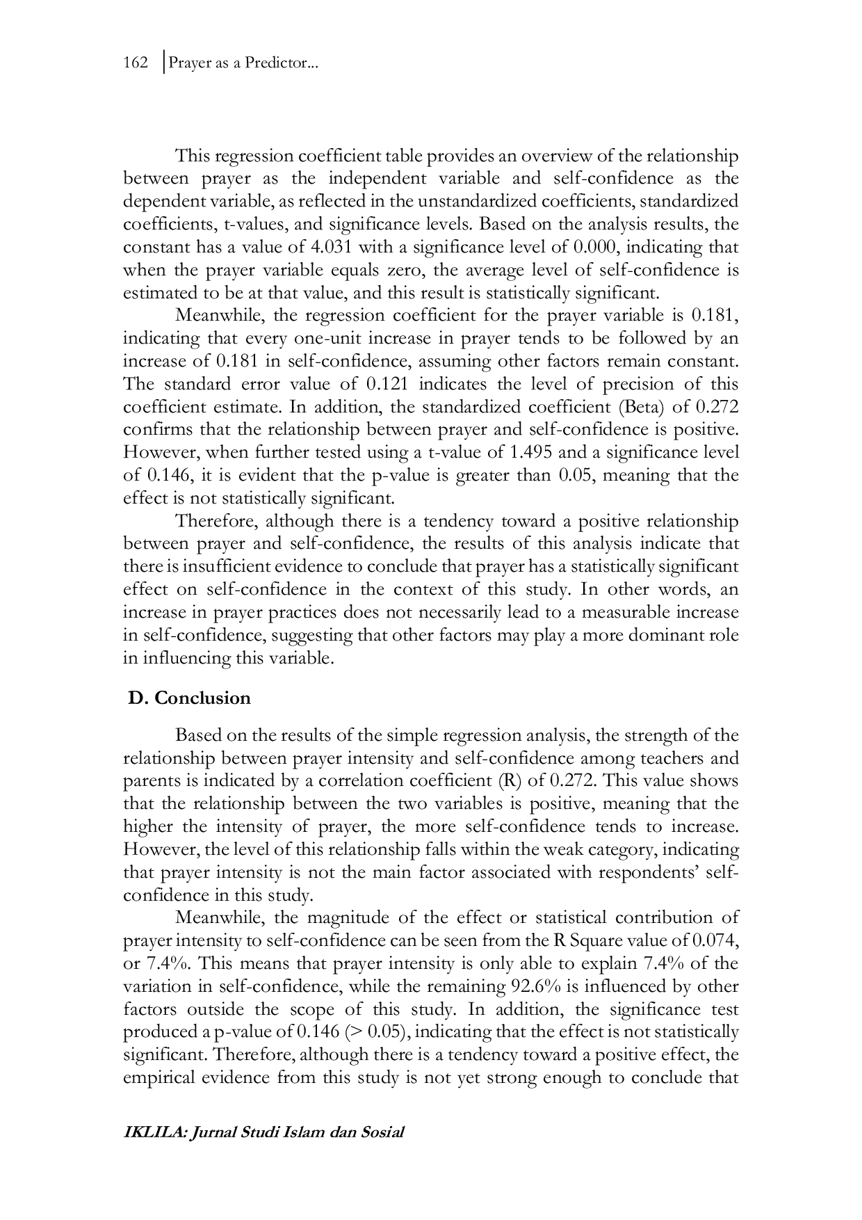 JURIS PRAYER AS A PREDICTOR OF SELF CONFIDENCE A Statistical Analysis