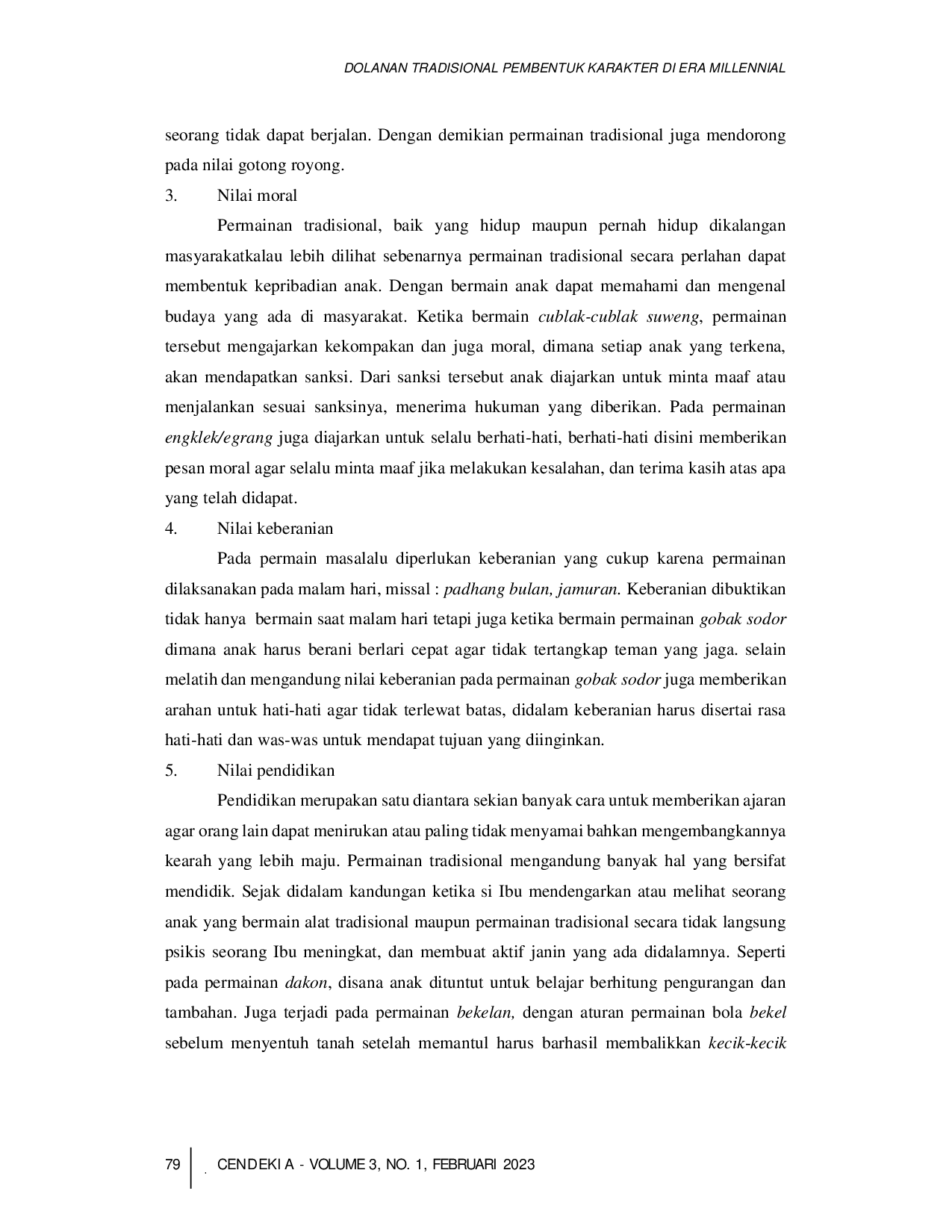 JURIS Dolanan Tradisional Pembentuk Karakter di Era Millennial