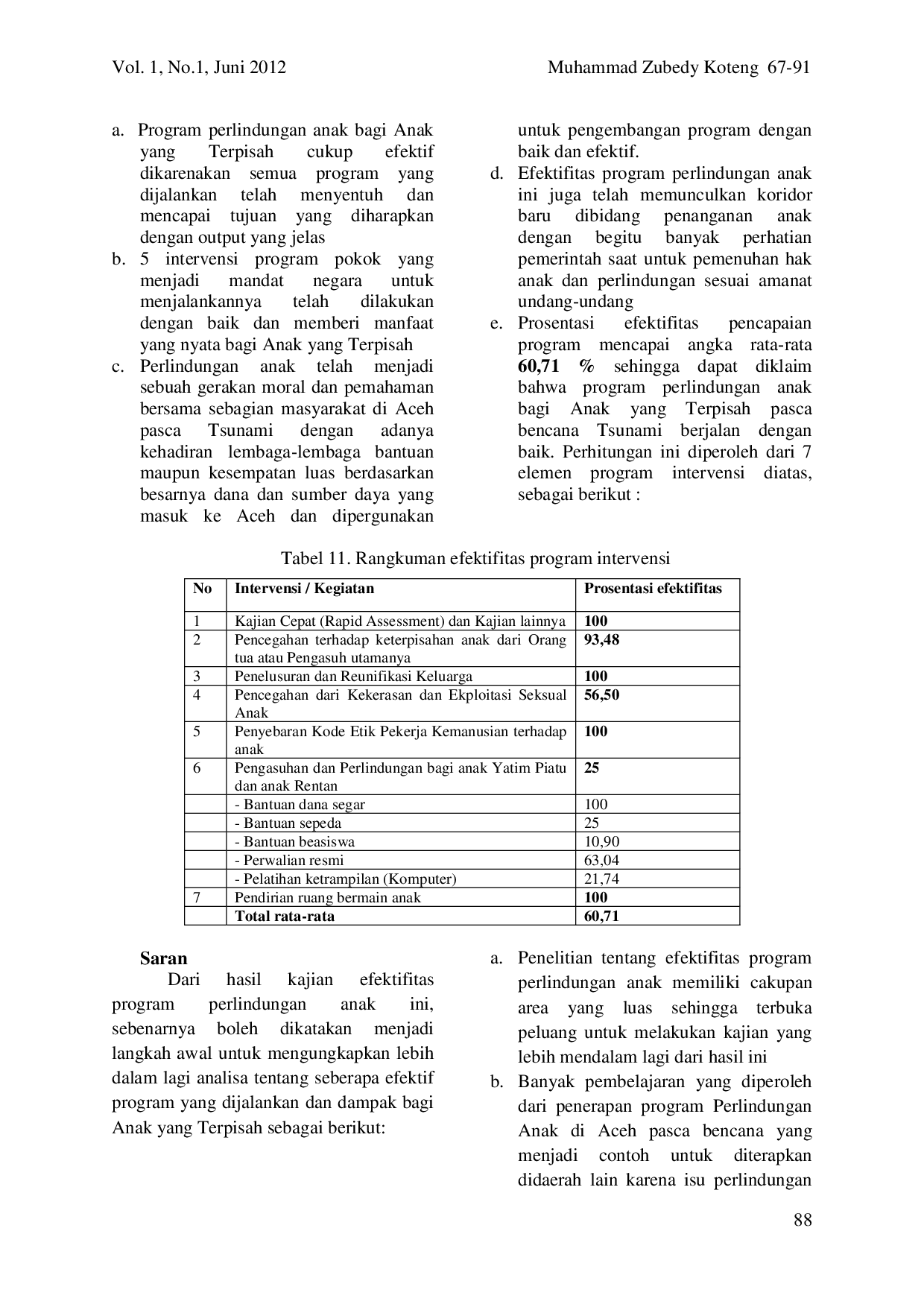 JURIS Efektifitas Program Perlindungan Anak Bagi Anak Yang Terpisah Pasca Bencana Tsunami Di Aceh