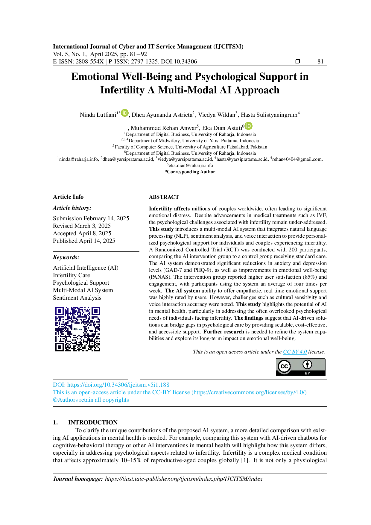 JURIS Emotional Well Being and Psychological Support in Infertility A Multi Modal AI Approach
