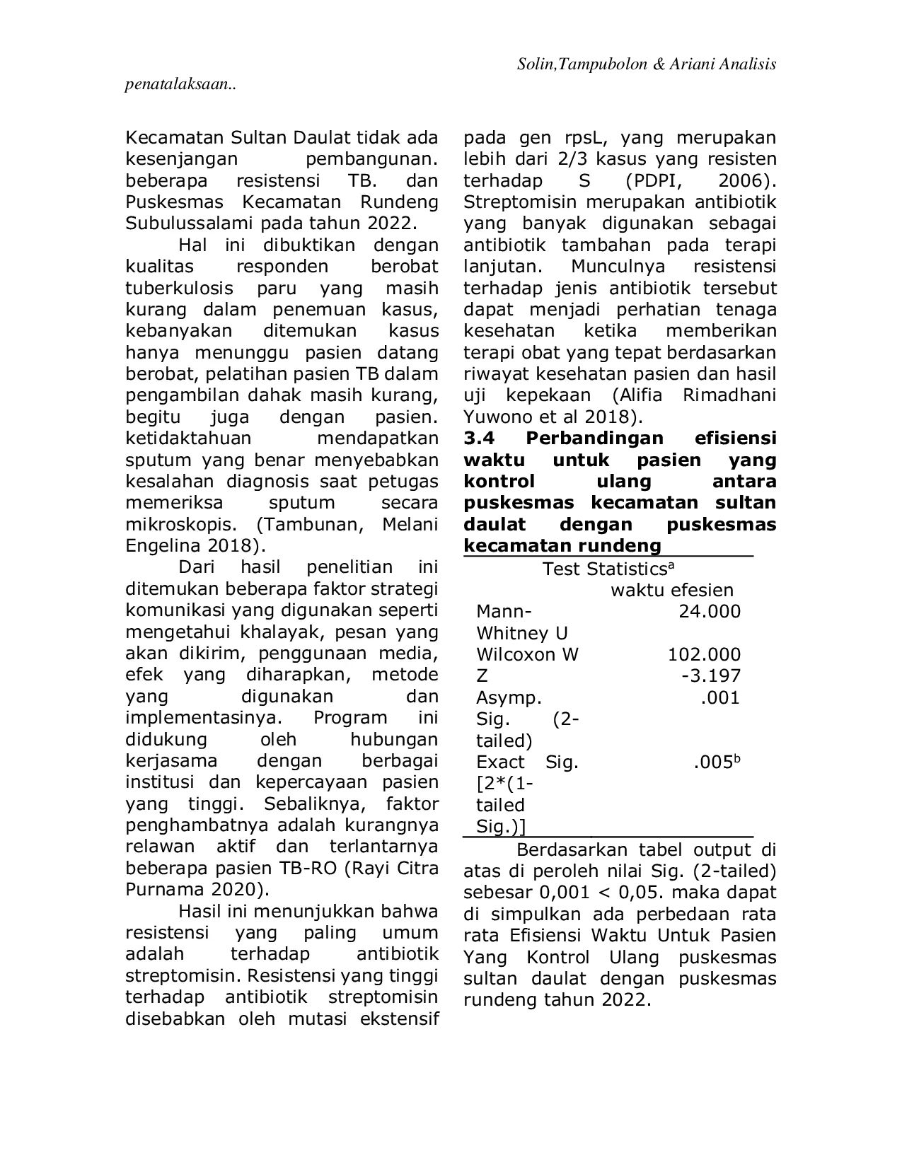 JURIS Analisis Penatalaksanaan Program Penanggulangan Tuberkulosis Paru Dengan Strategi Dots Di Puskesmas Kecamatan Sultan Daulat Dan Puskesmas Kecamatan Rundengdi Kota Subulussalam Tahun 2022
