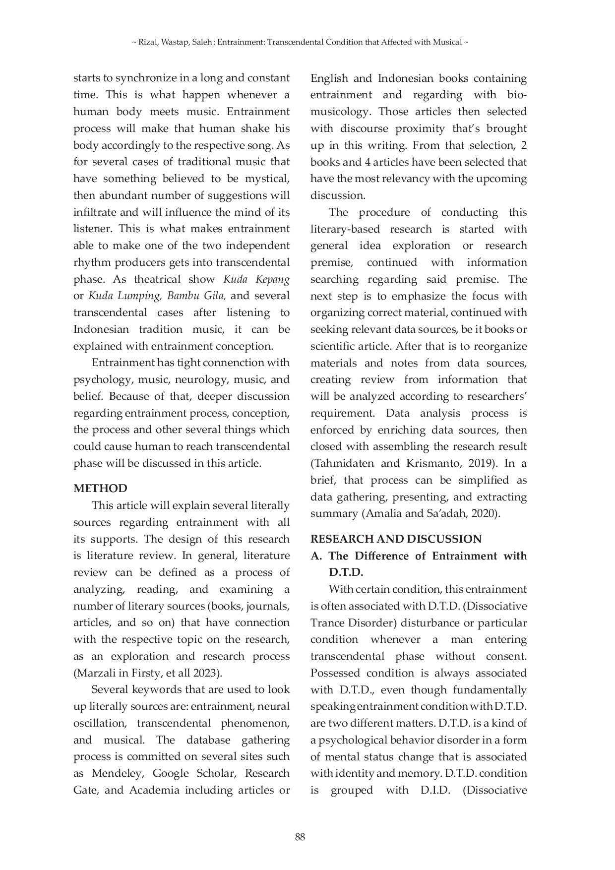 JURIS Entrainment Transcendental Condition that Affected with Musical