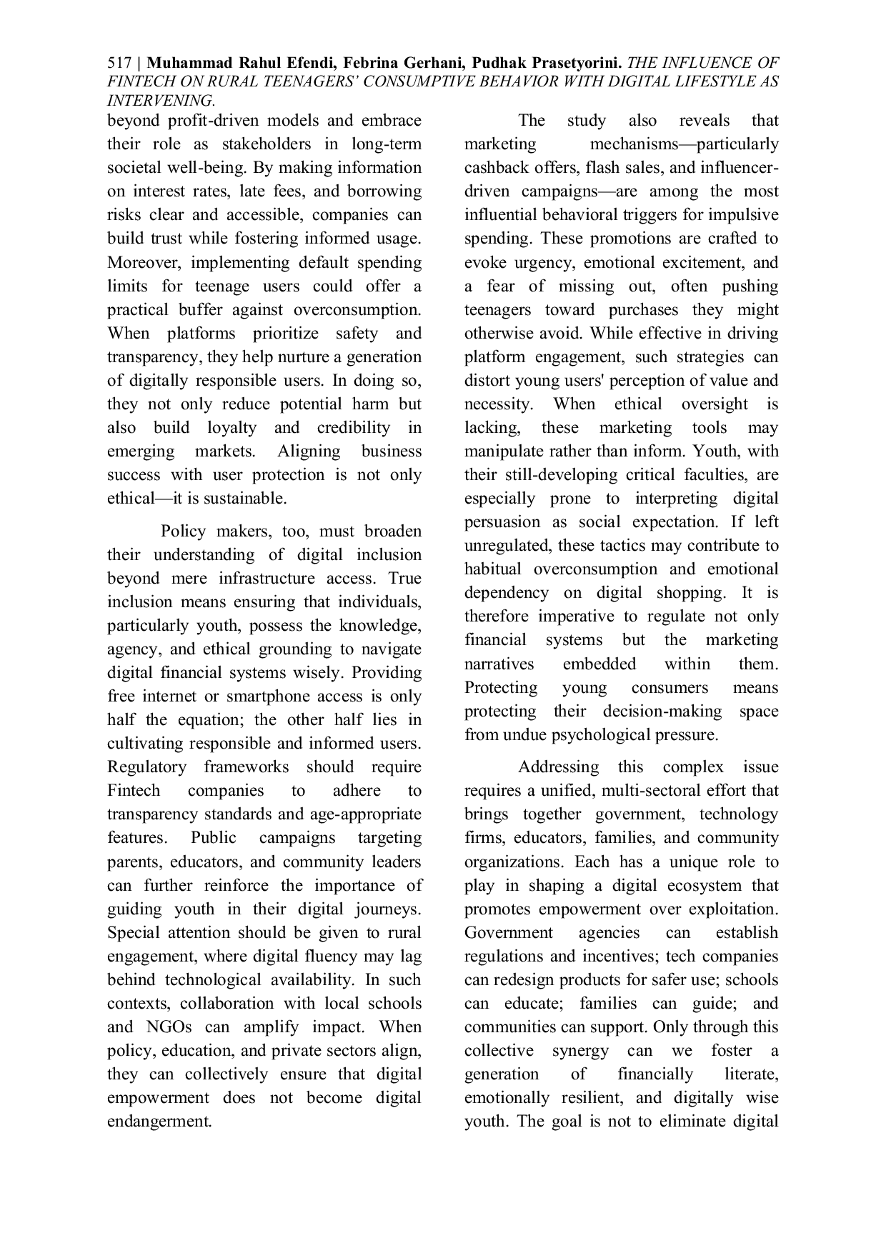JURIS The Influence of Fintech on Rural Teenagers Consumptive Behavior with Digital Lifestyle as Intervening