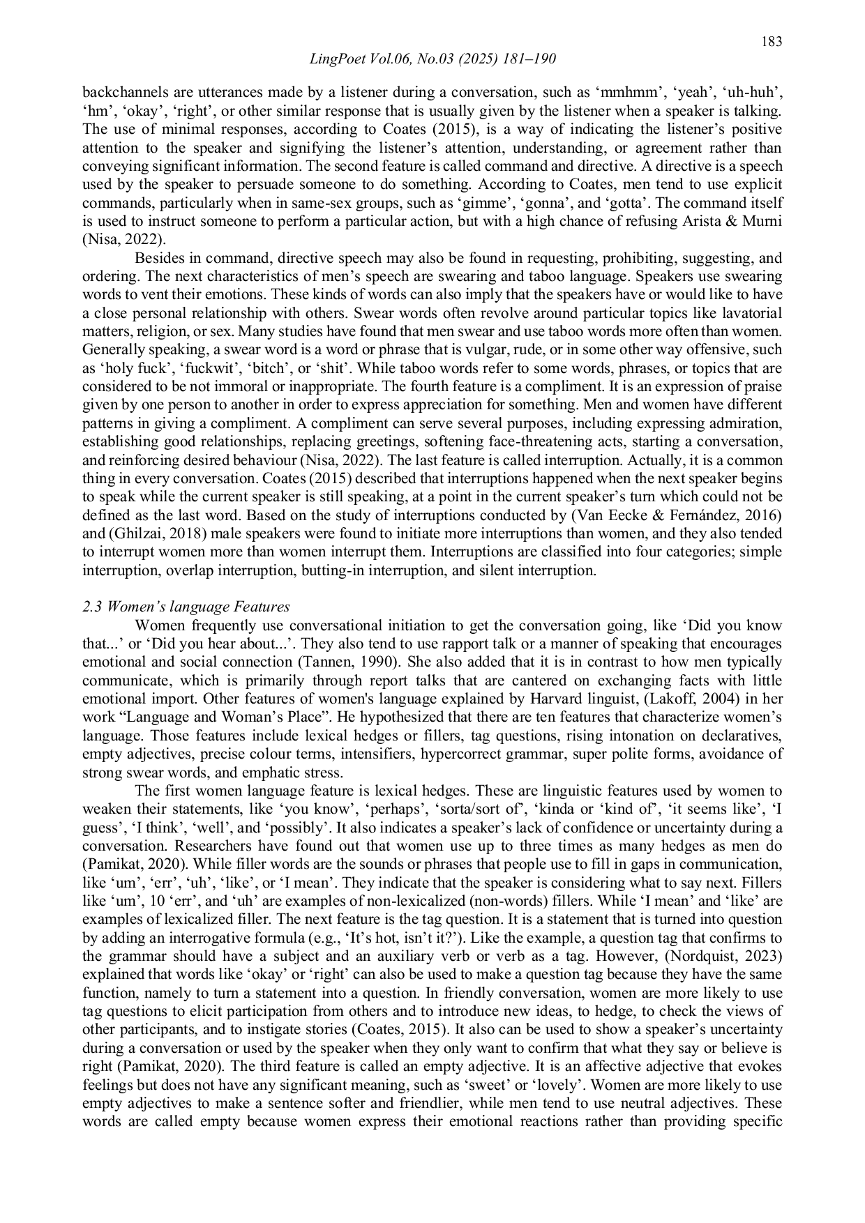 JURIS Men s and Women s Language Features in Taylor Swift s Interview with Jimmy Fallon