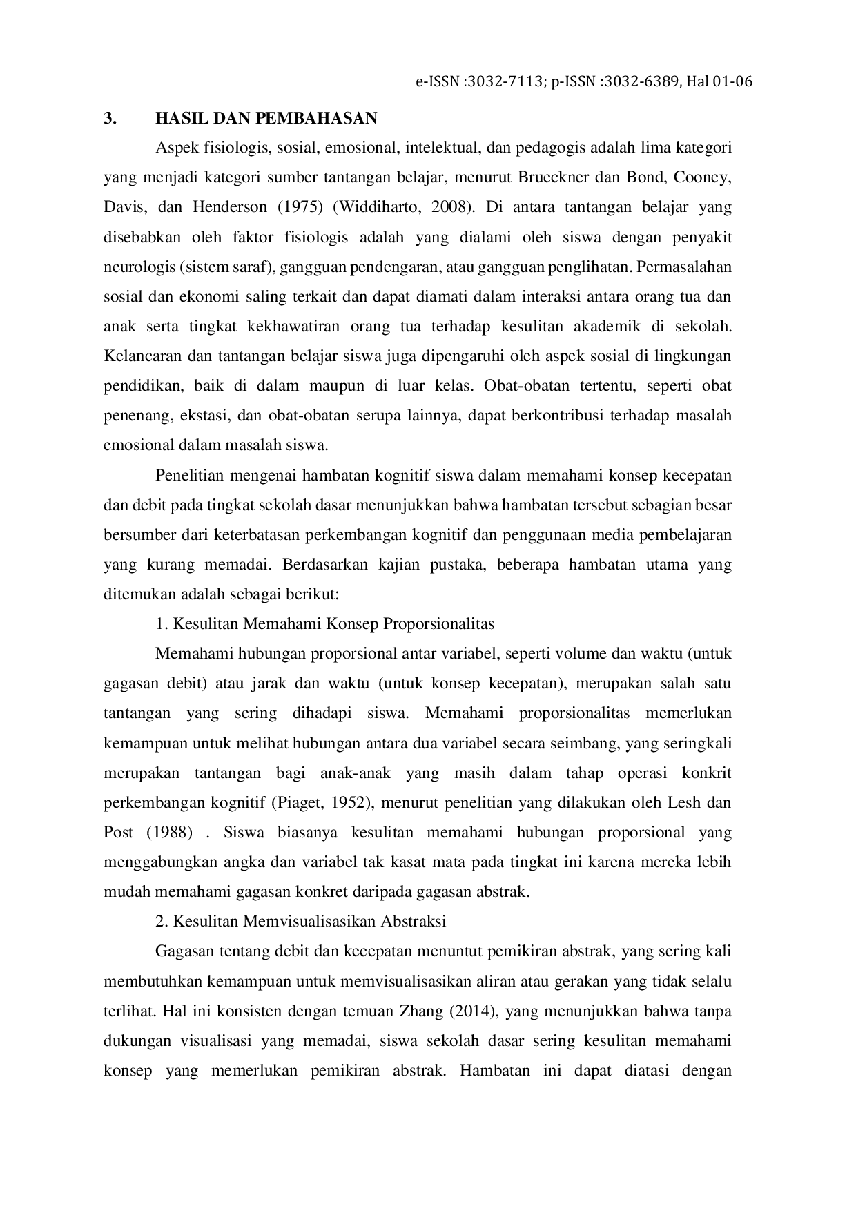 JURIS Hambatan Kognitif Siswa Sekolah Dasar dalam Memahami Konsep Kecepatan dan Debit