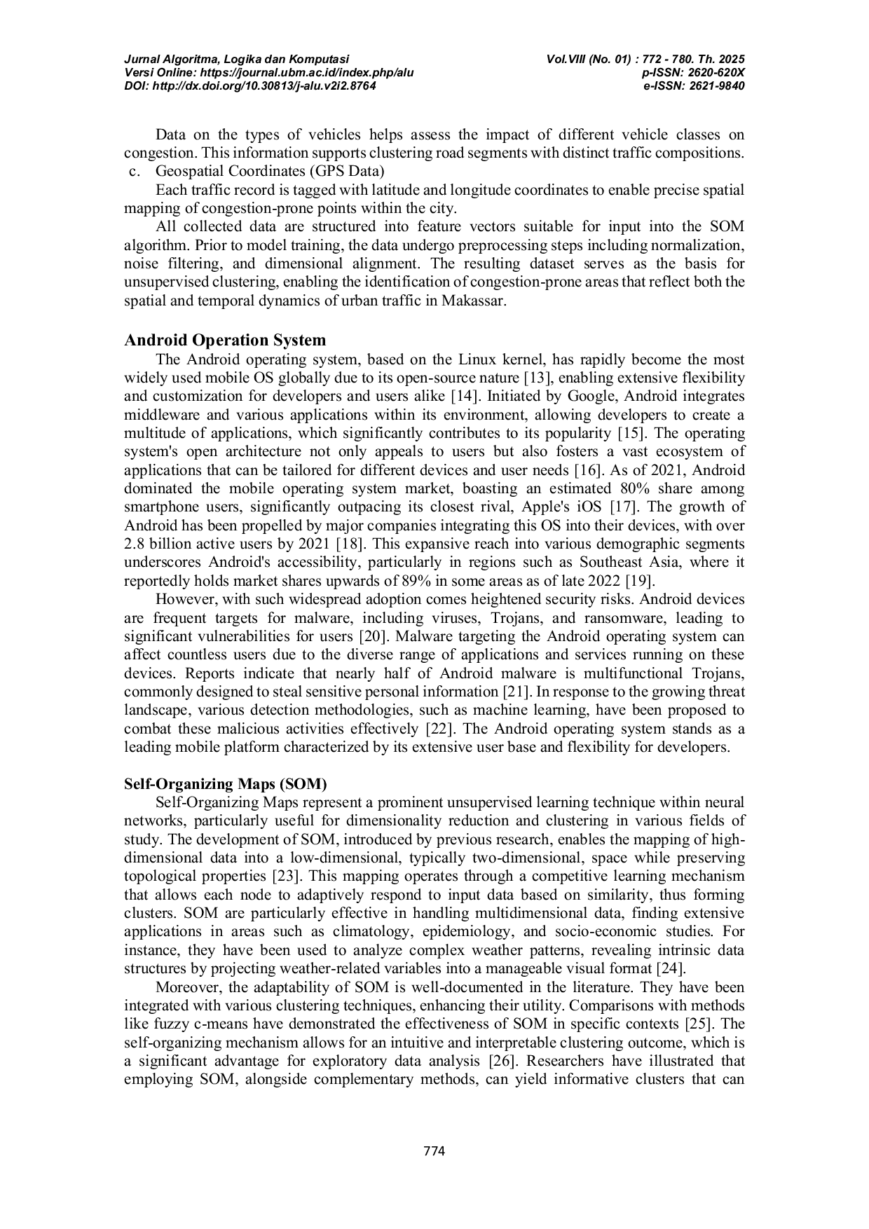 JURIS CONGESTION PRONE POINT CLASSIFICATION SYSTEM USING SOM METHOD ANDROID BASED