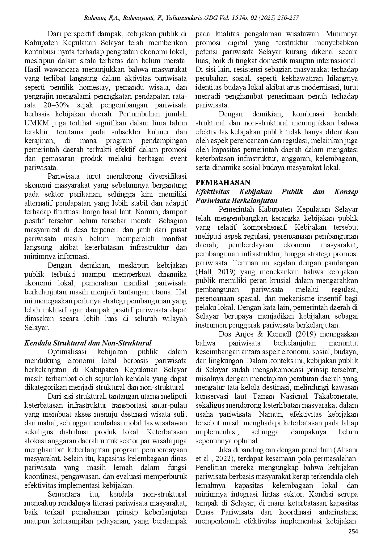 juris Analisis Kebijakan Publik Dalam Mendukung Ekonomi Lokal Berbasis Pariwisata Berkelanjutan Studi Kasus Kabupaten Kepulauan Selayar