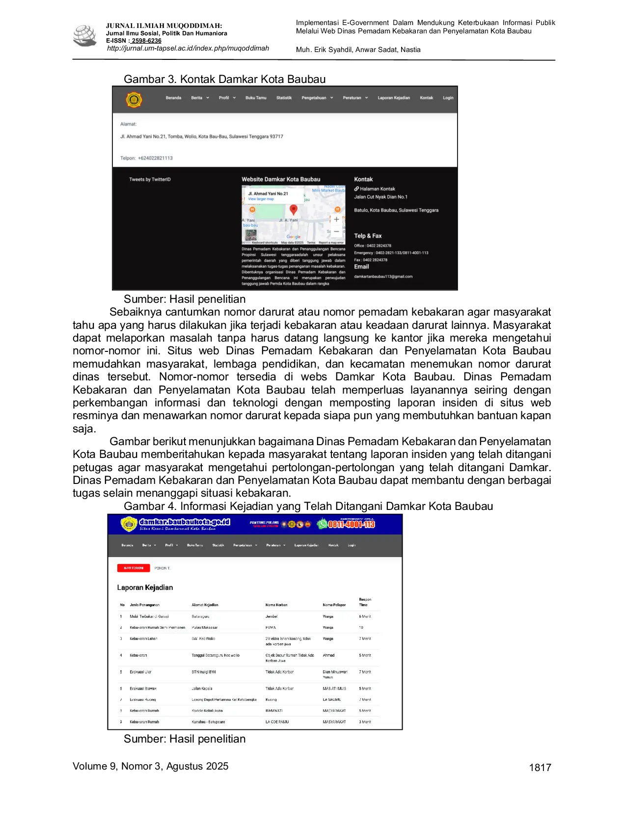 JURIS Implementasi E Government Dalam Mendukung Keterbukaan Informasi Publik Melalui Web Dinas Pemadam Kebakaran dan Penyelamatan Kota Baubau