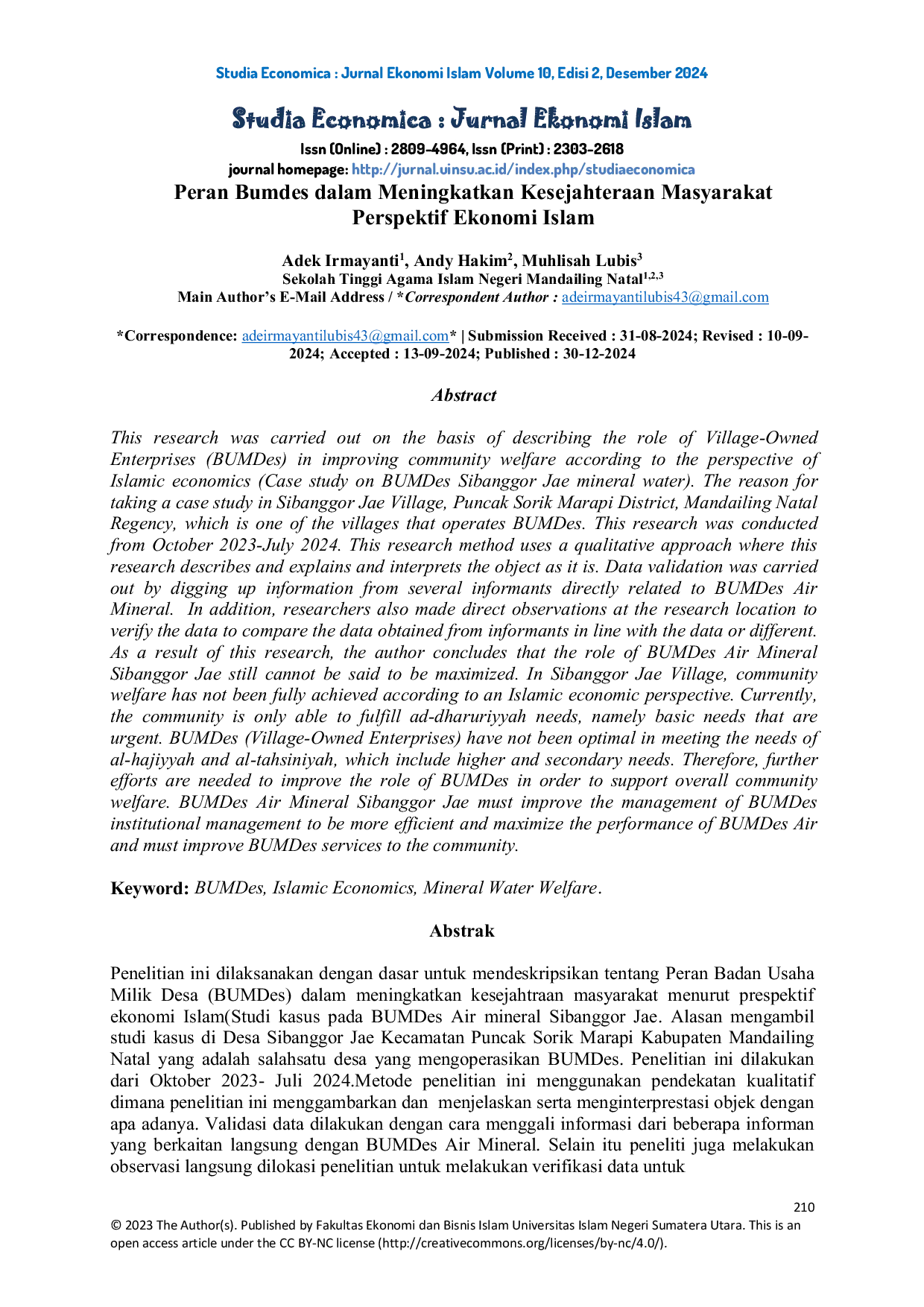 JURIS Peran Bumdes Dalam Meningkatkan Kesejahteraan Masyarakat Menurut Perspektif Ekonomi Islam