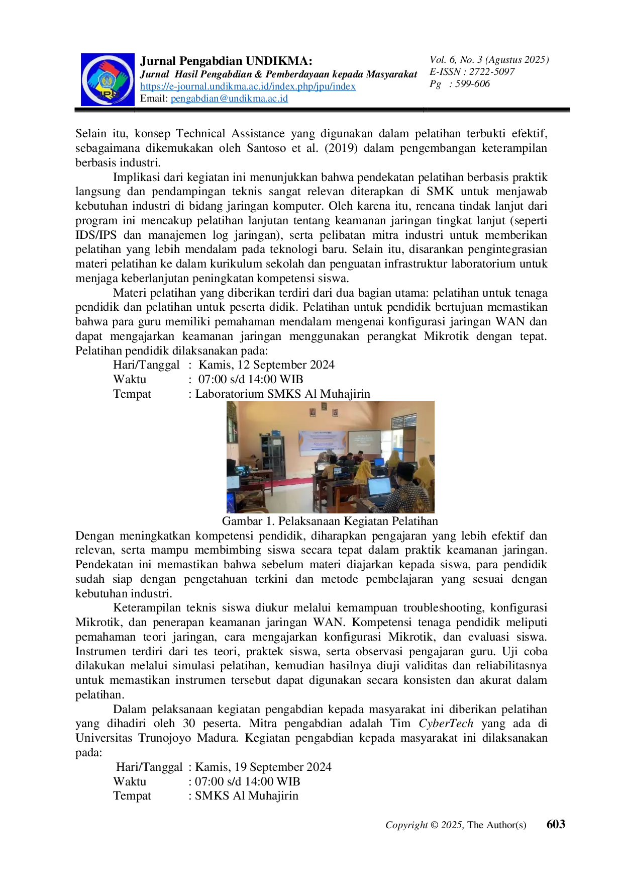 JURIS Pelatihan Keamanan Jaringan WAN dengan Mikrotik untuk Meningkatkan Kompetensi Keahlian Siswa SMK