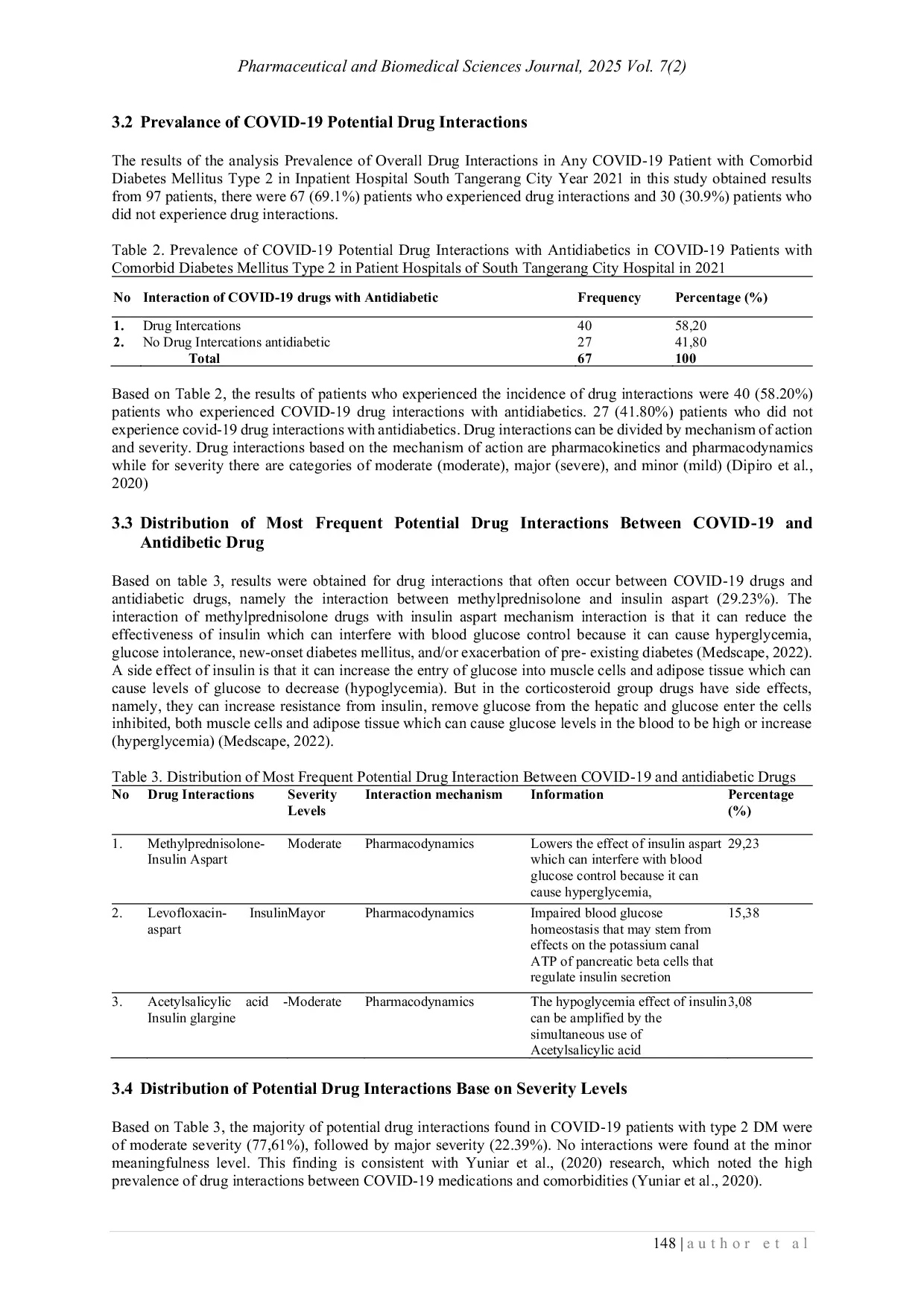 JURIS Study of Potential Drug Interactions in COVID 19 Patients with Comorbid Type 2 Diabetes Mellitus at The General Hospital in South Tangerang City Period 2021ral Hospital in South Tangerang City