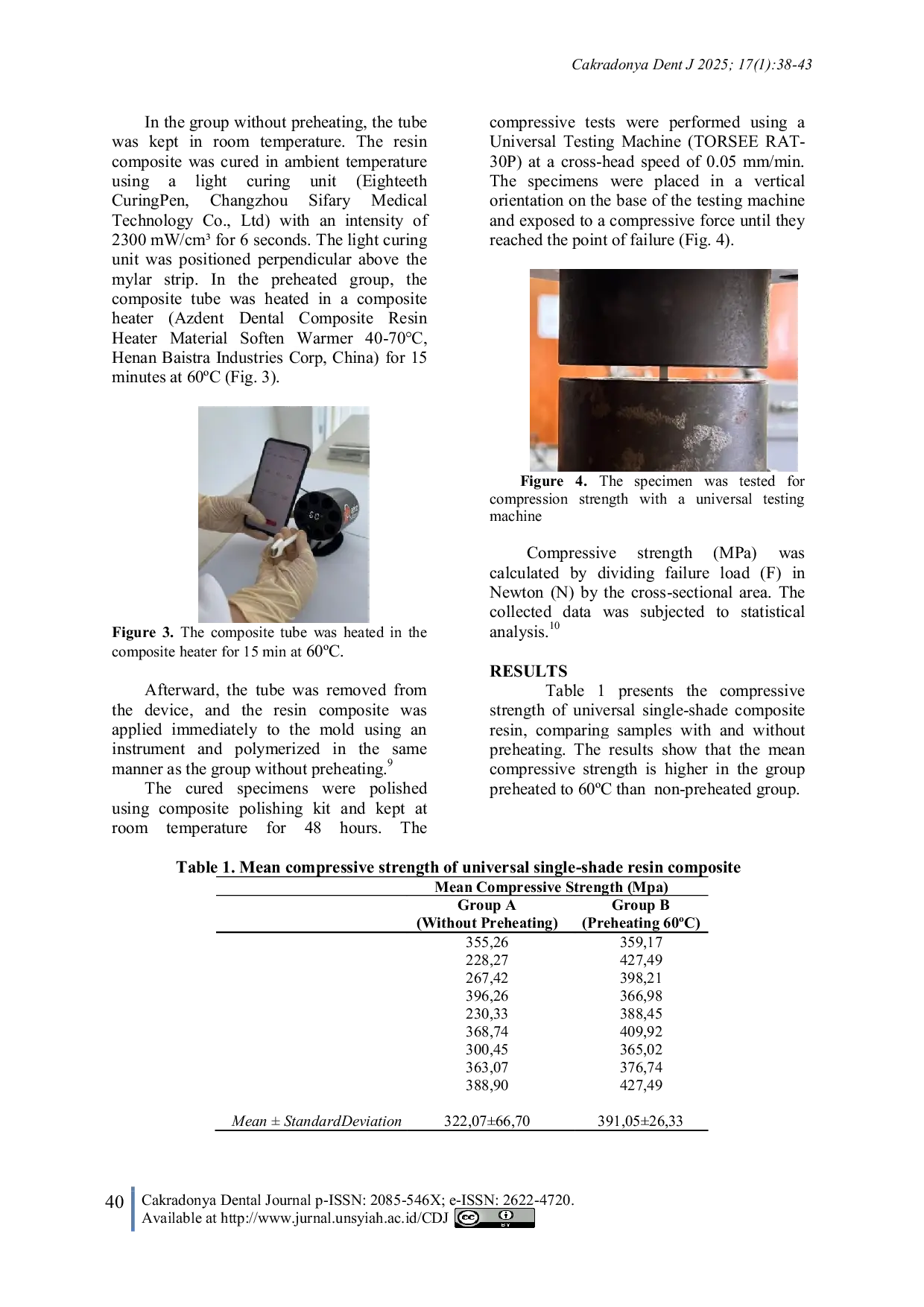 JURIS Enhancement of Compressive Strength Following Preheating of Universal Single Shade Resin Composite