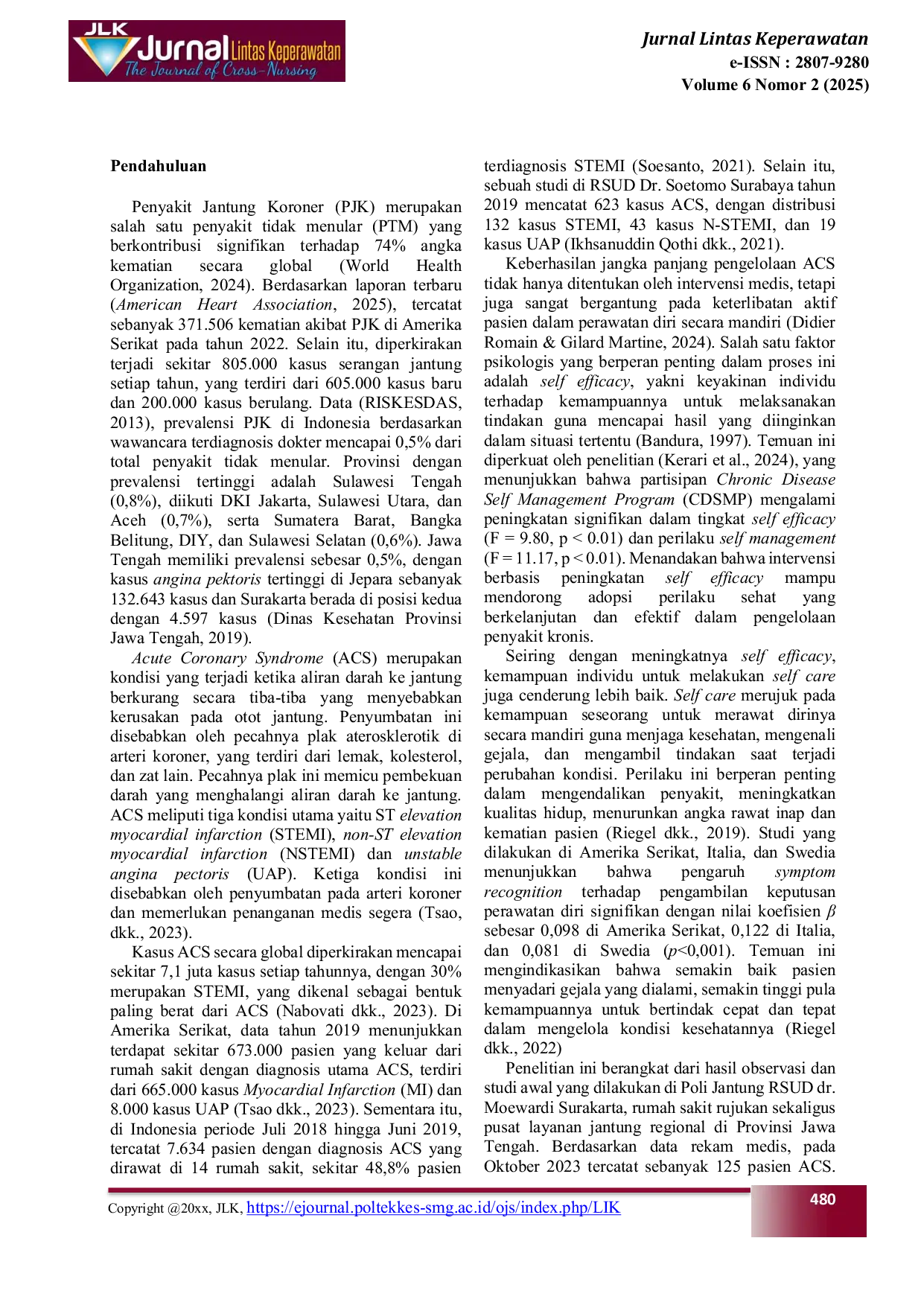 JURIS Hubungan Self Efficacy dan Self Care Pasien ACS di RSUD Dr Moewardi
