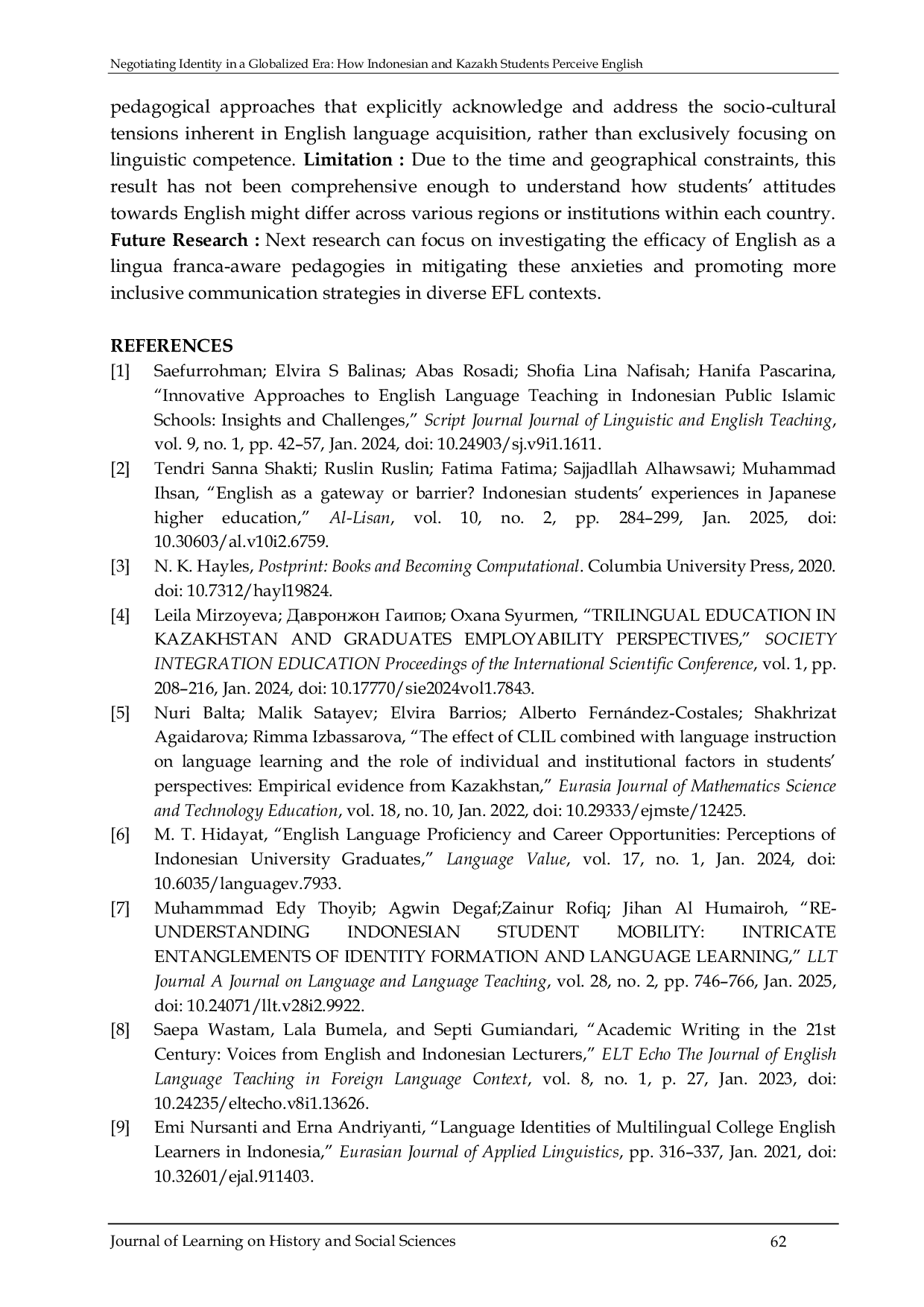 JURIS Negotiating Identity in a Globalized Era How Indonesian and Kazakh Students Perceive English