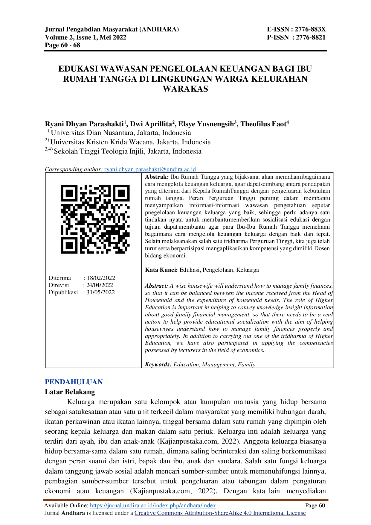 JURIS Edukasi Wawasan Pengelolaan Keuangan Bagi Ibu Rumah Tangga di Lingkungan Warga Kelurahan Warakas