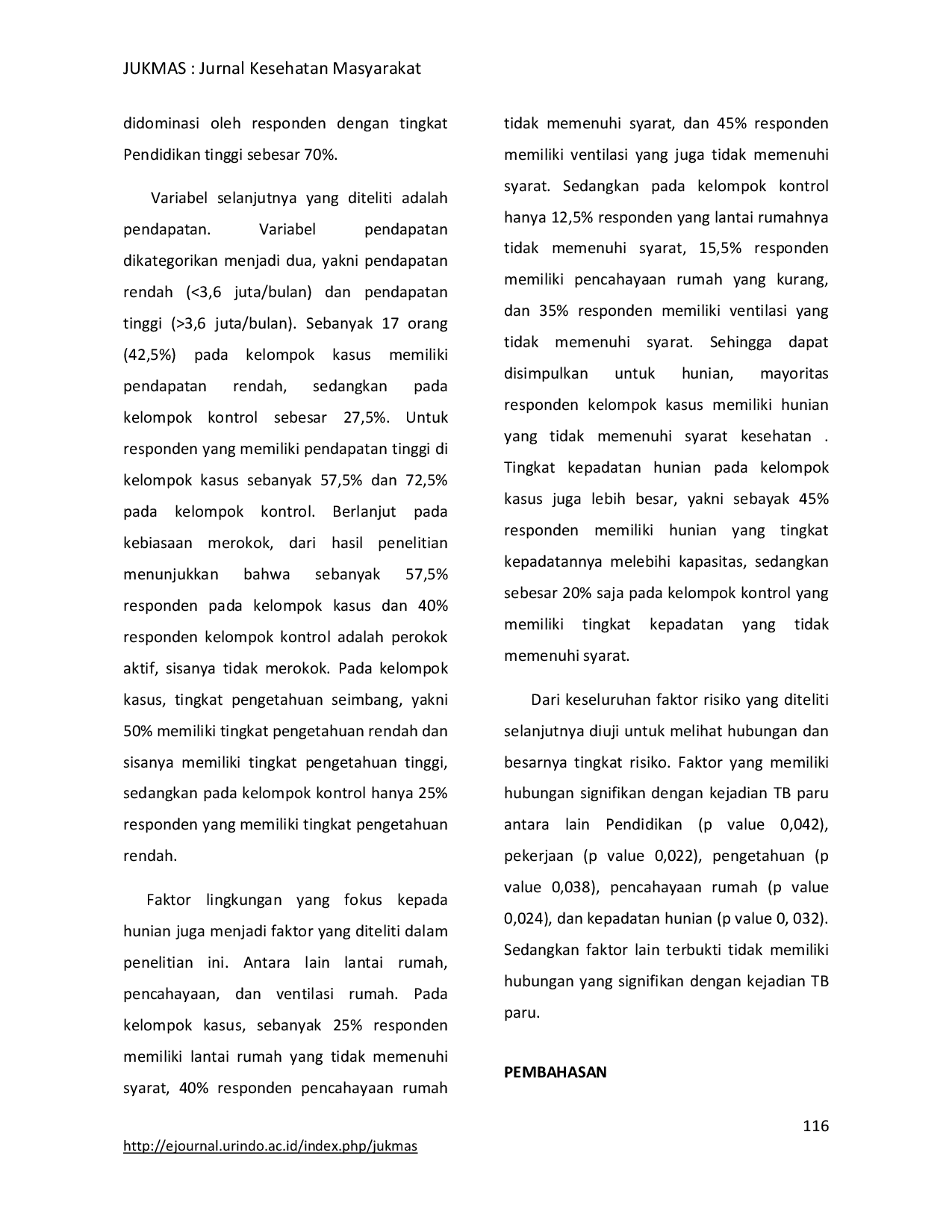 JURIS Faktor Resiko Kejadian Tb Paru Bta Positif Di Puskesmas Kecamatan Kramat Jati Jakarta Timur