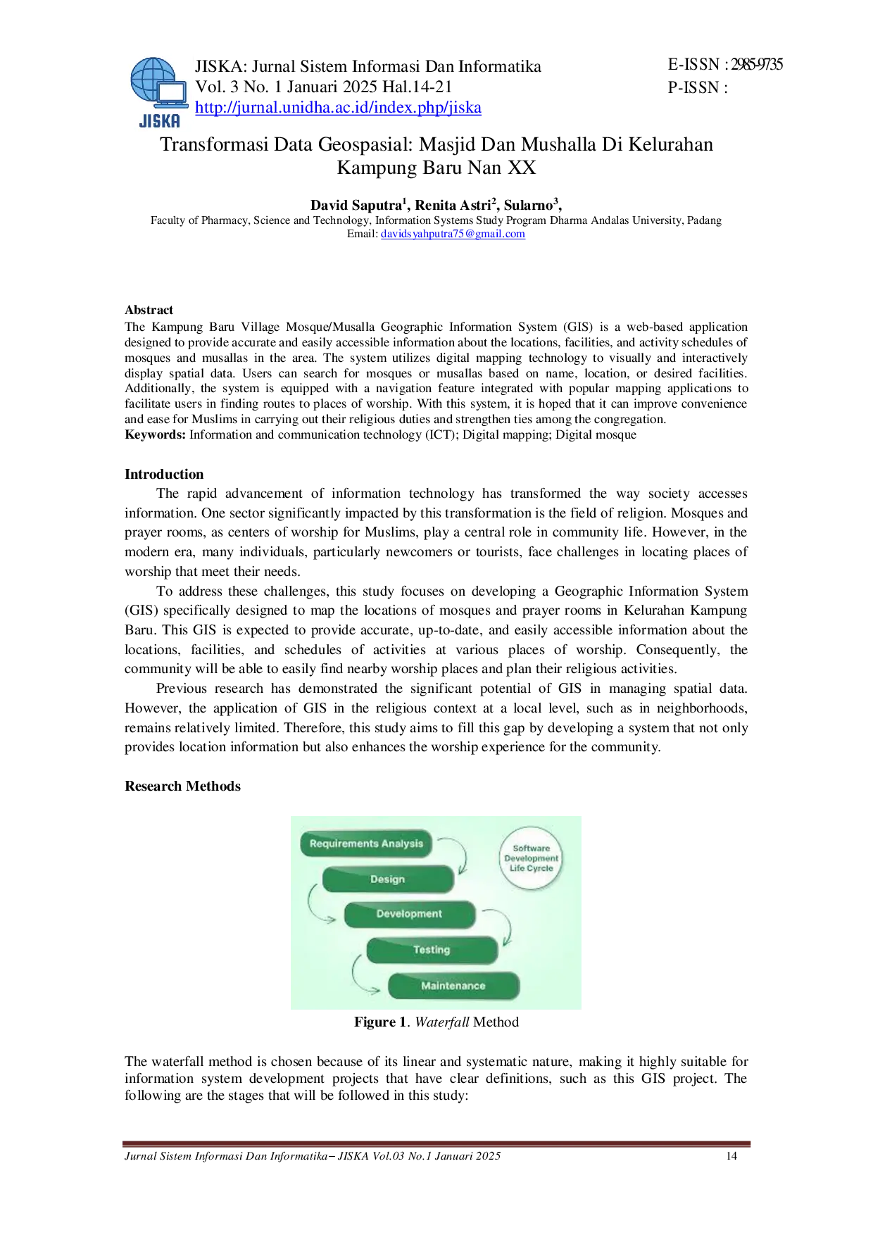 juris Transformasi Data Geospasial Masjid Dan Mushalla Di Kelurahan Kampung Baru Nan XX