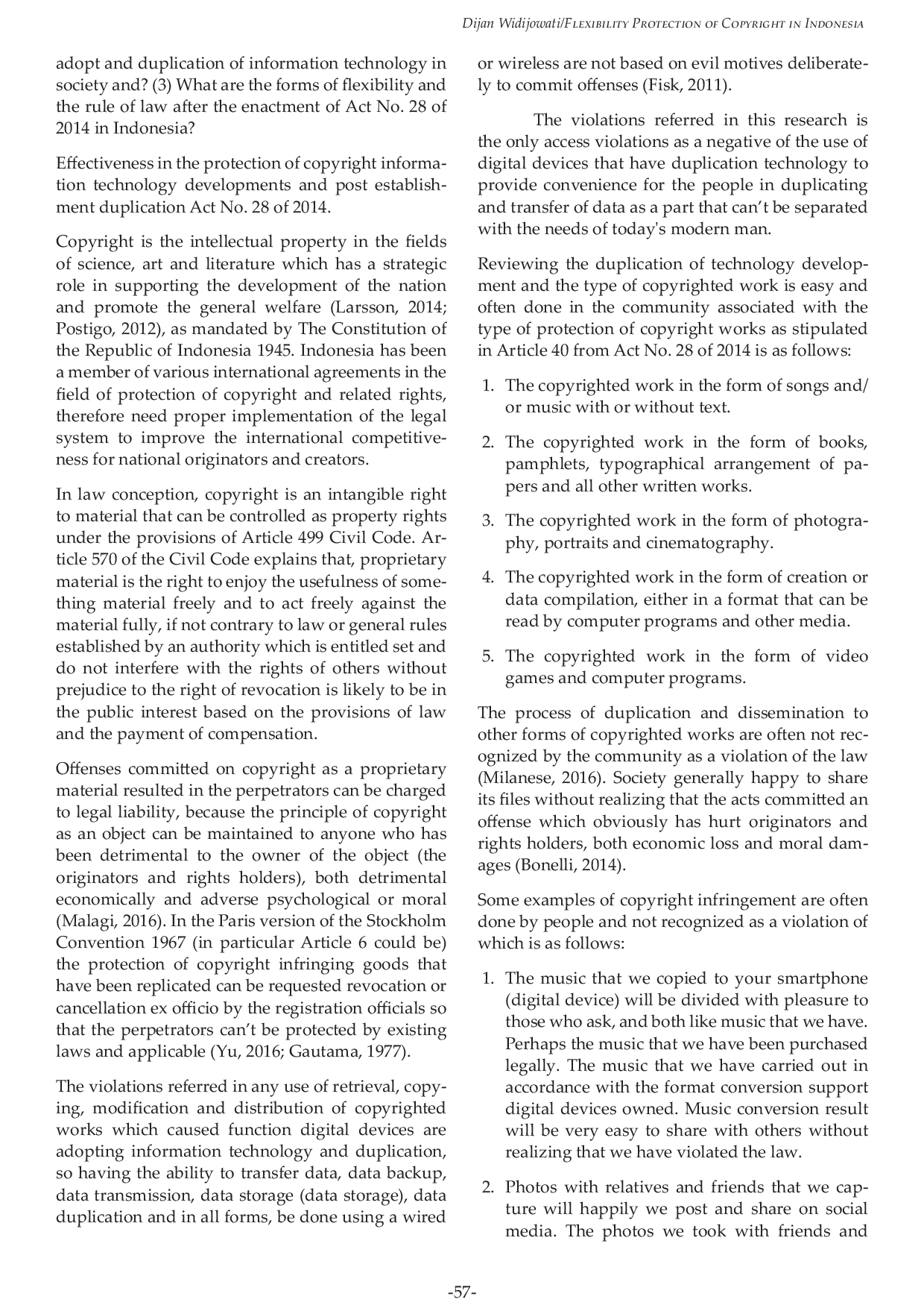 JURIS Flexibility Protection of Copyright in Indonesia