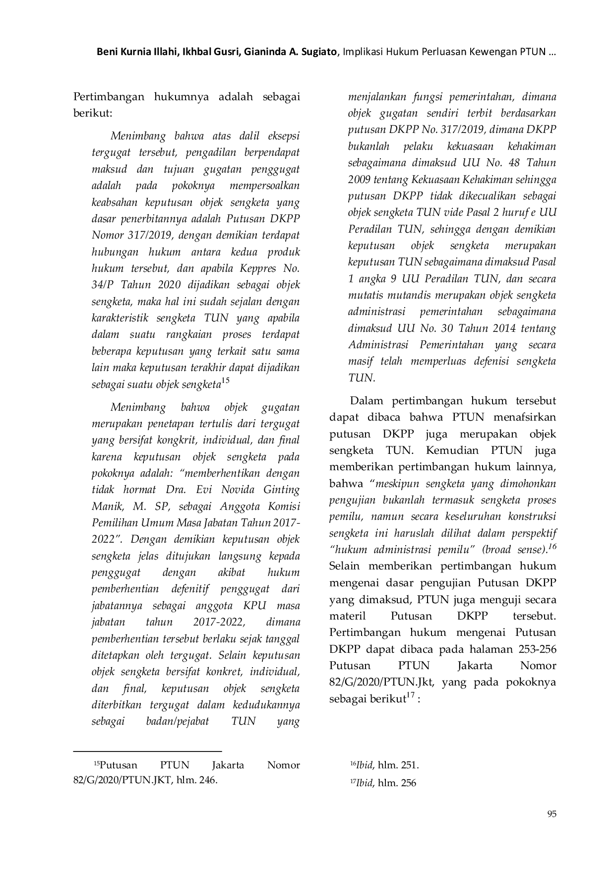 JURIS Implikasi Hukum Perluasan Kewenangan PTUN dalam Mengadili Permasalahan Hukum Pemilu