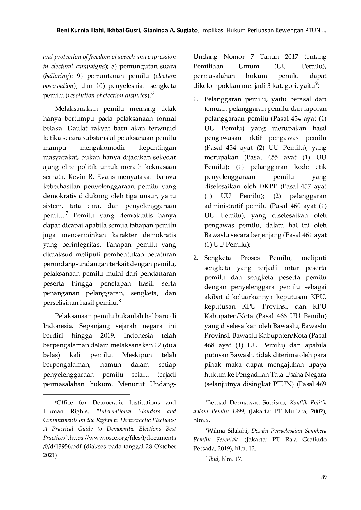 JURIS Implikasi Hukum Perluasan Kewenangan PTUN dalam Mengadili Permasalahan Hukum Pemilu