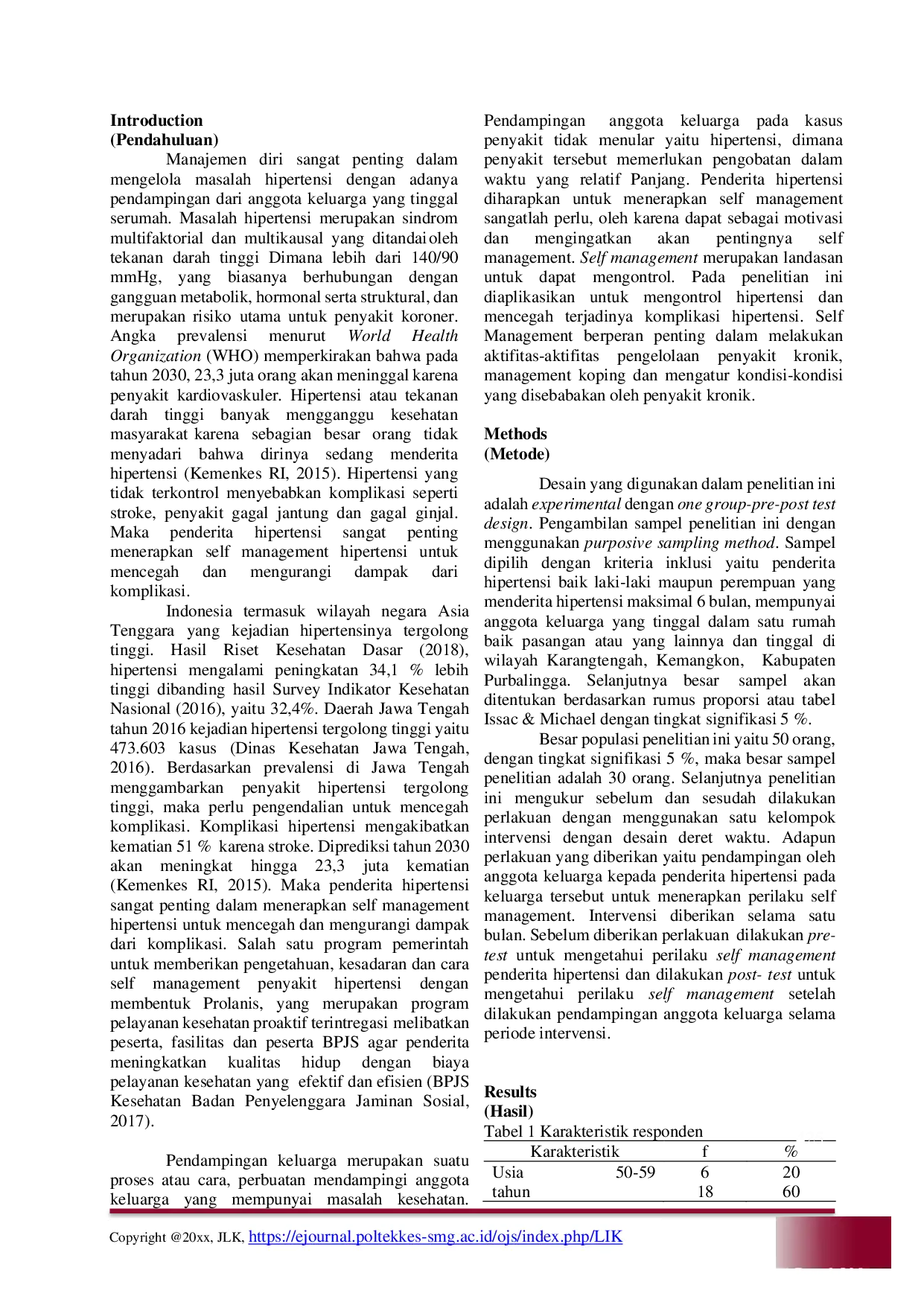 JURIS Penerapan Manajemen Diri pada Penderita Hipertensi Melalui Pendampingan Anggota Keluarga