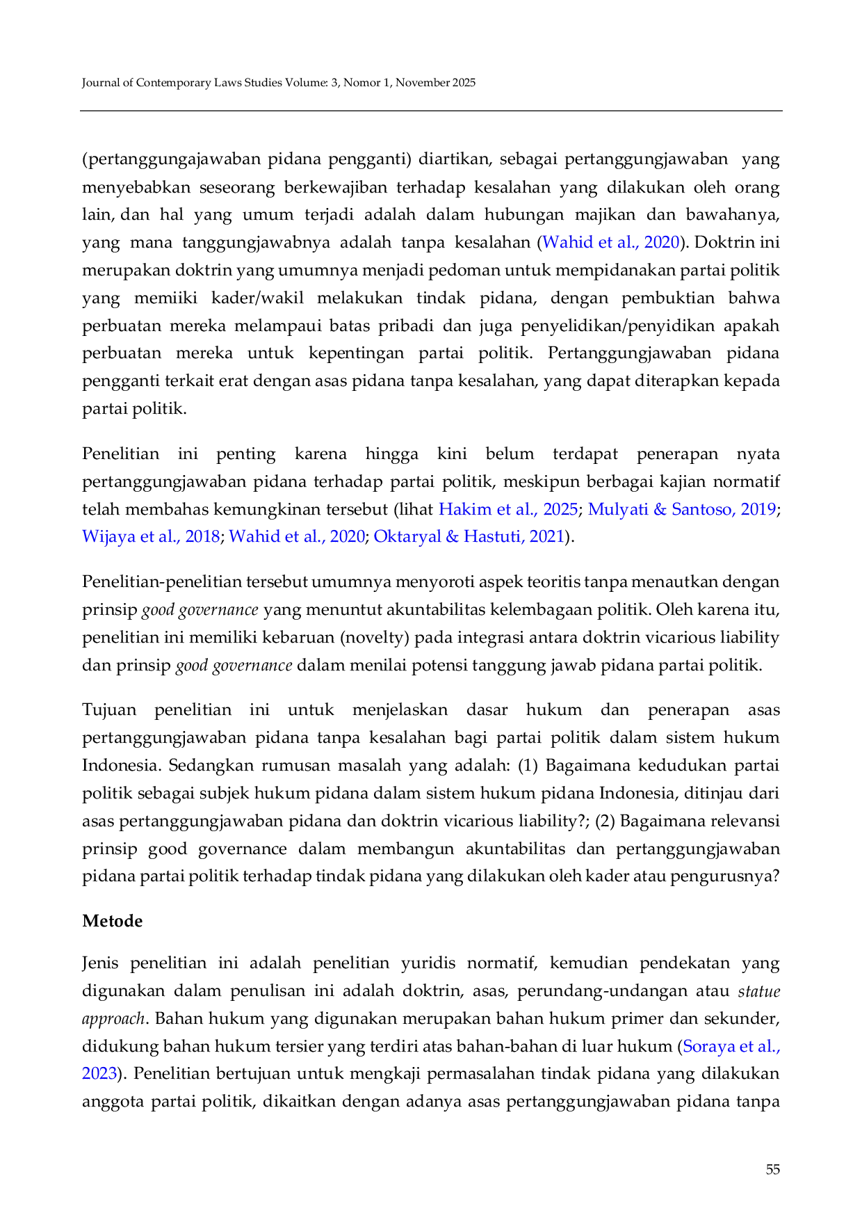JURIS Pertanggungjawaban Pidana Partai Politik dalam Perspektif Good Governance dan Hukum Pidana Indonesia