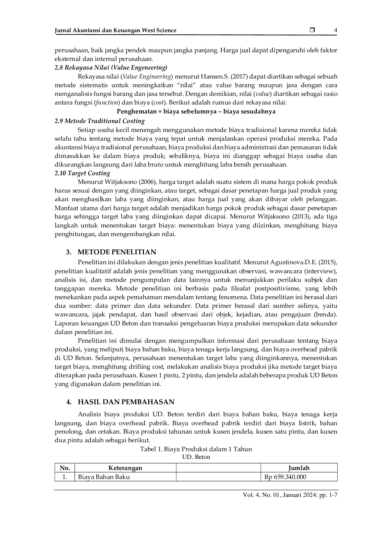 JURIS Analisis Penerapan Metode Target Costing dalam Upaya Mengendalikan Biaya Produksi untuk Pencapaian Target Laba Studi Kasus Pada UD Beton Dikecamatan Puger