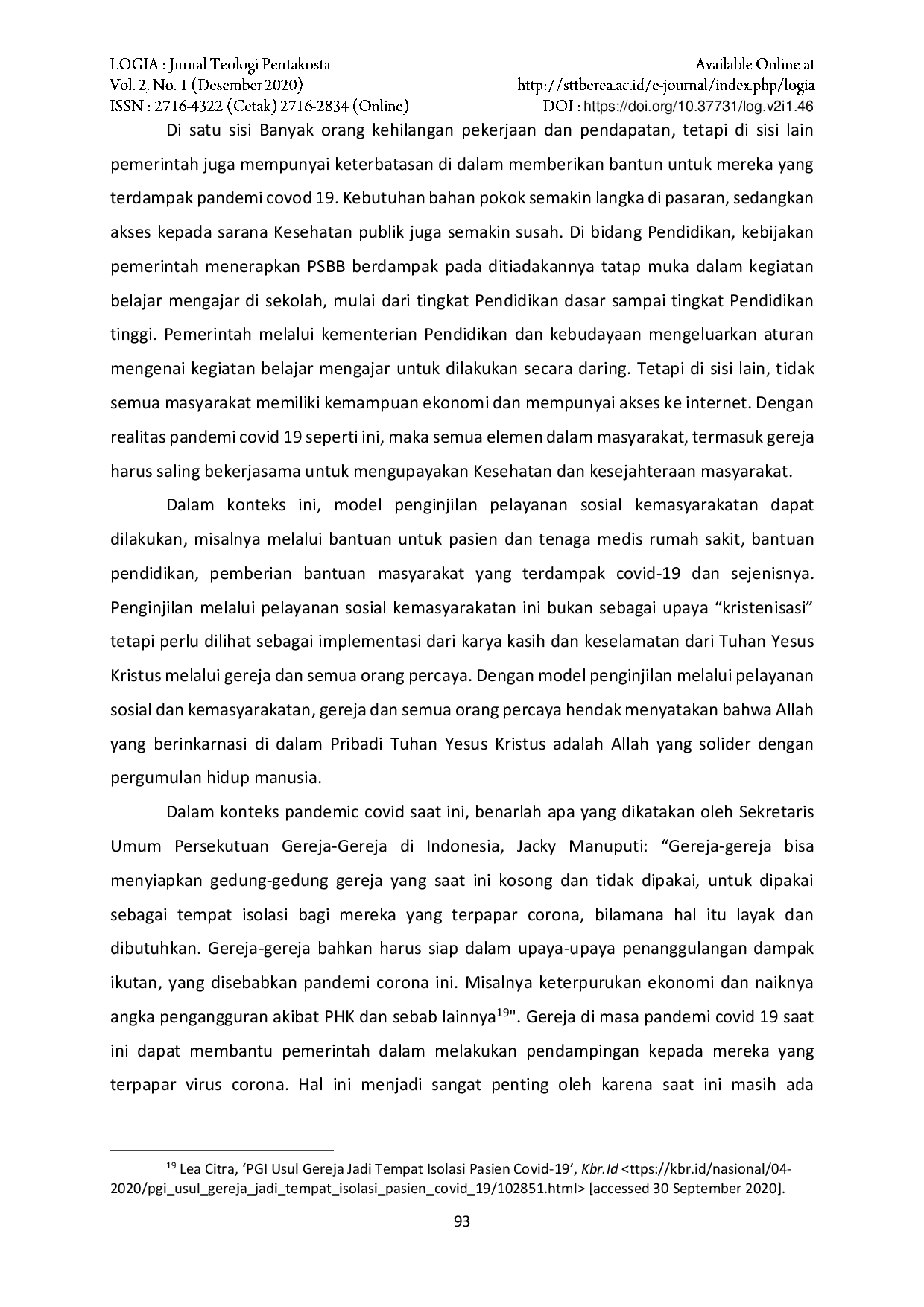 JURIS Urgensi Dan Model Penginjilan Di Masa Pandemi Covid 19